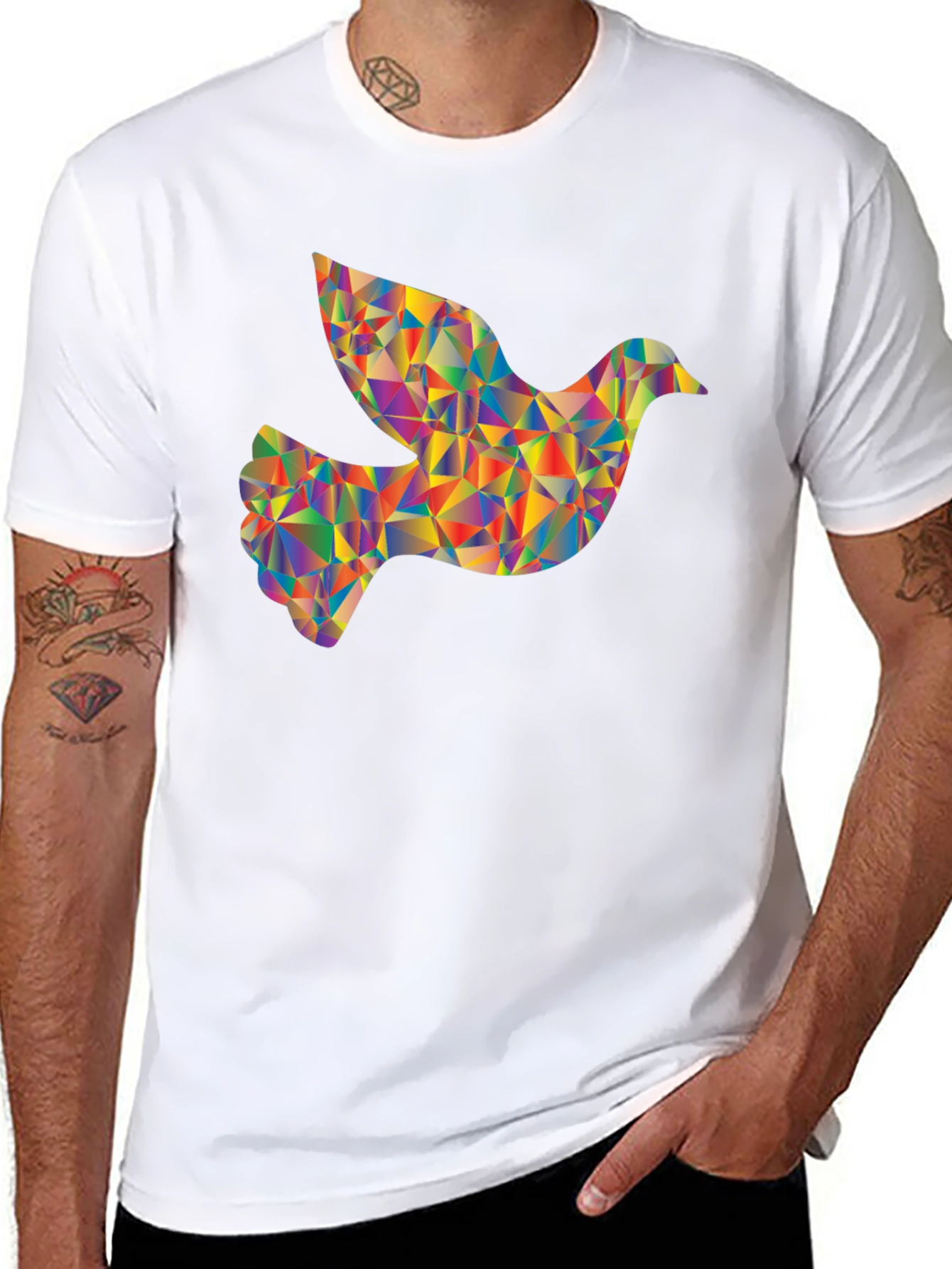 Geometric Dove Graphic T-Shirt
