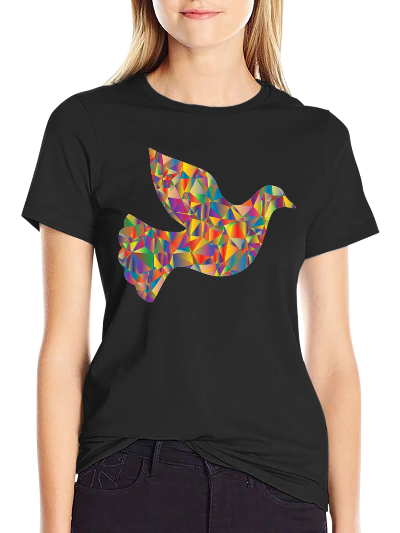 Geometric Dove Graphic T-Shirt