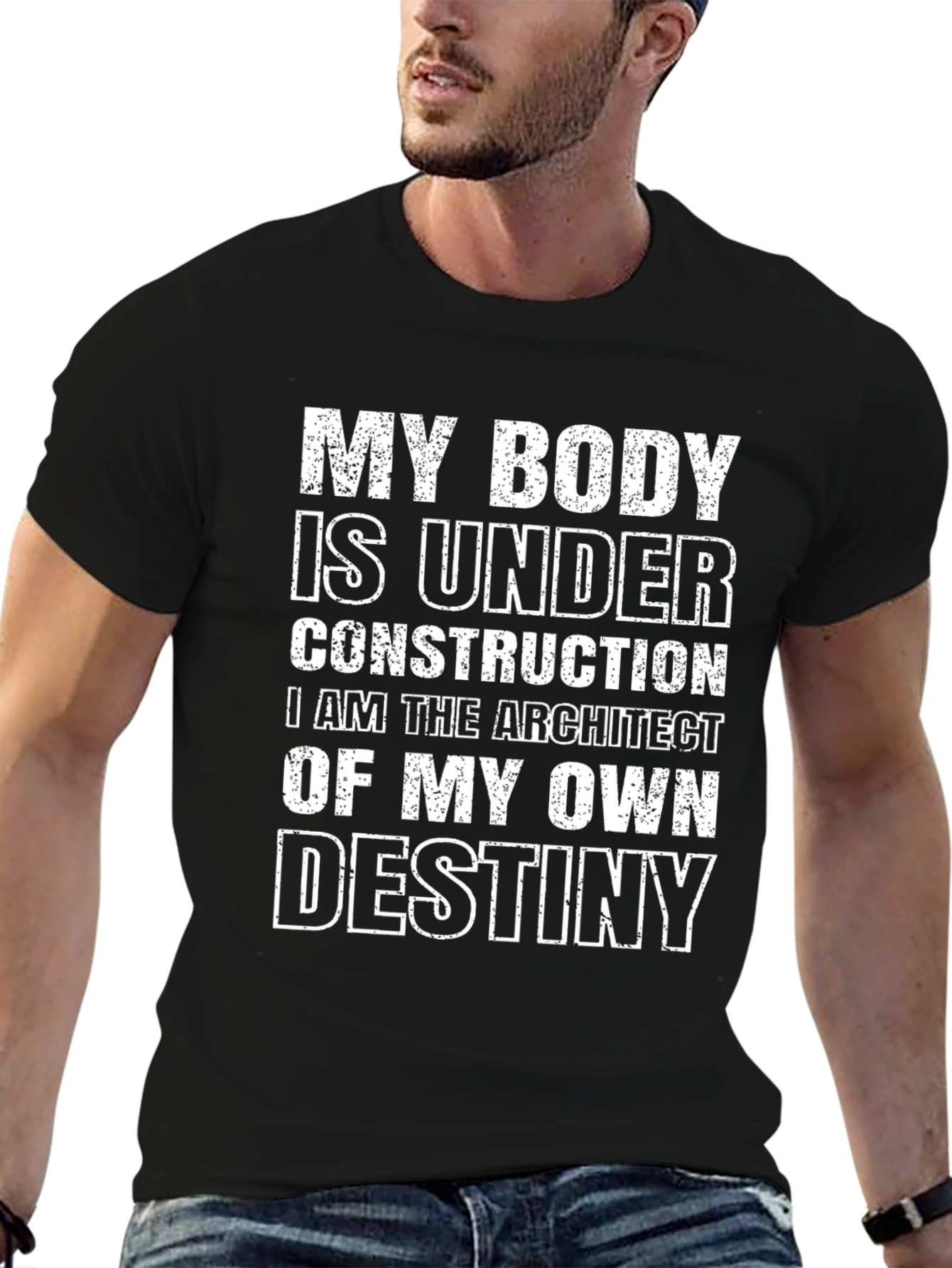 My Body is Under Construction Funny Black T-Shirt