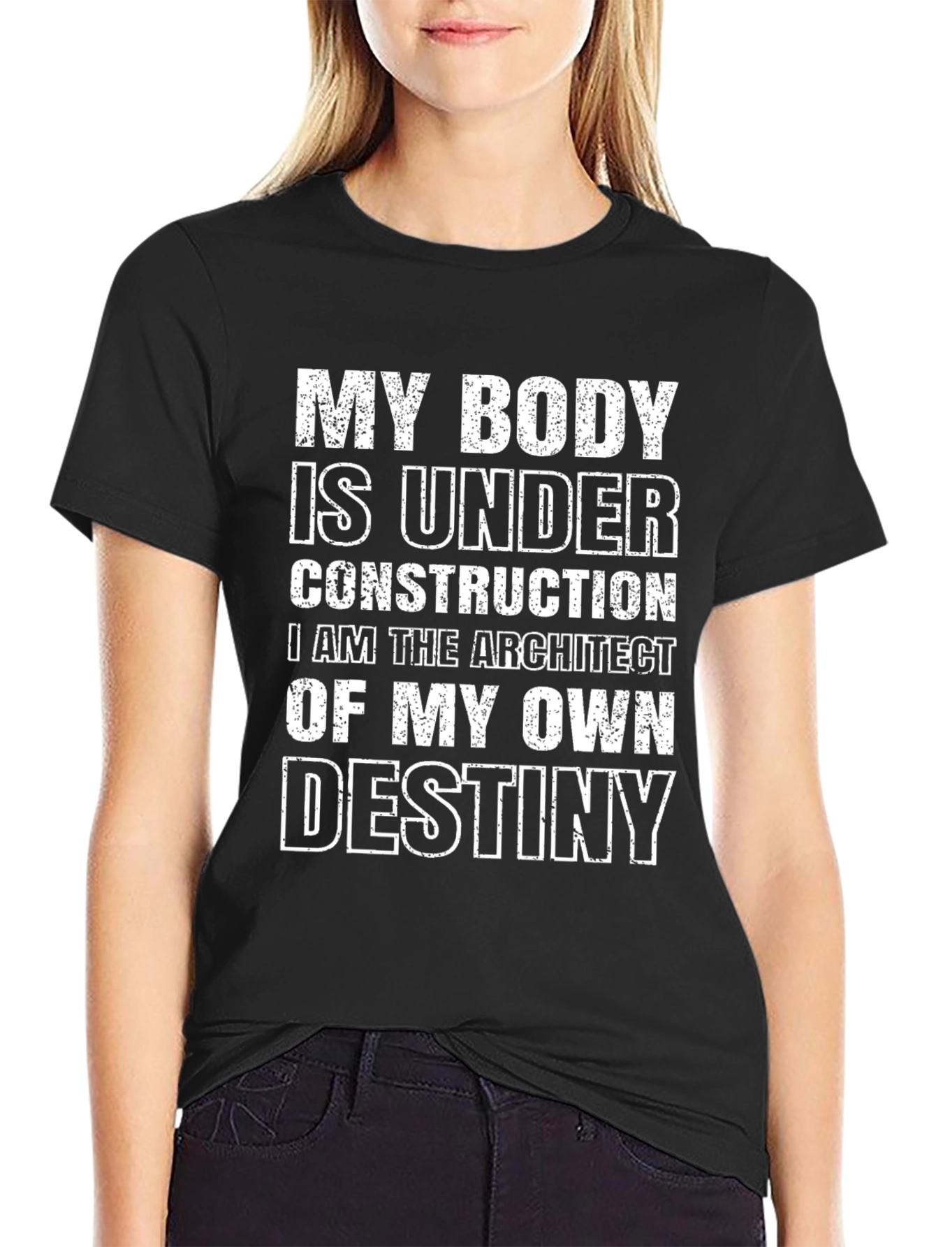 My Body is Under Construction Funny Black T-Shirt