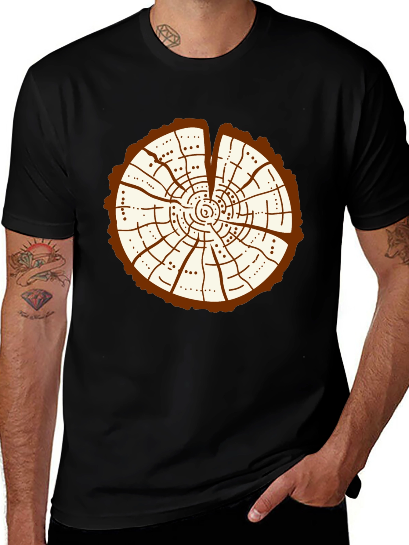Tree Ring Graphic Tee - Unique Nature Design
