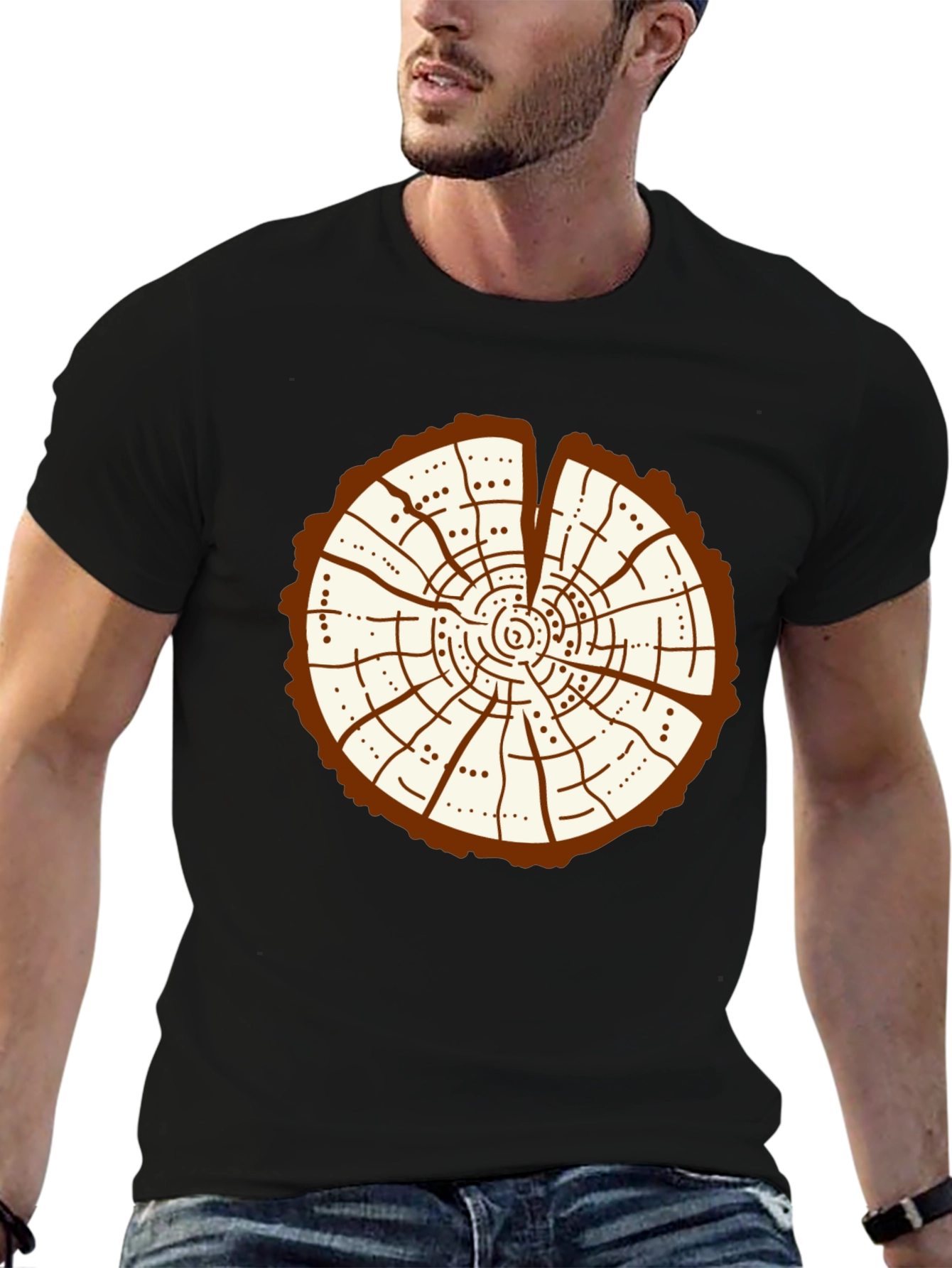 Tree Ring Graphic Tee - Unique Nature Design