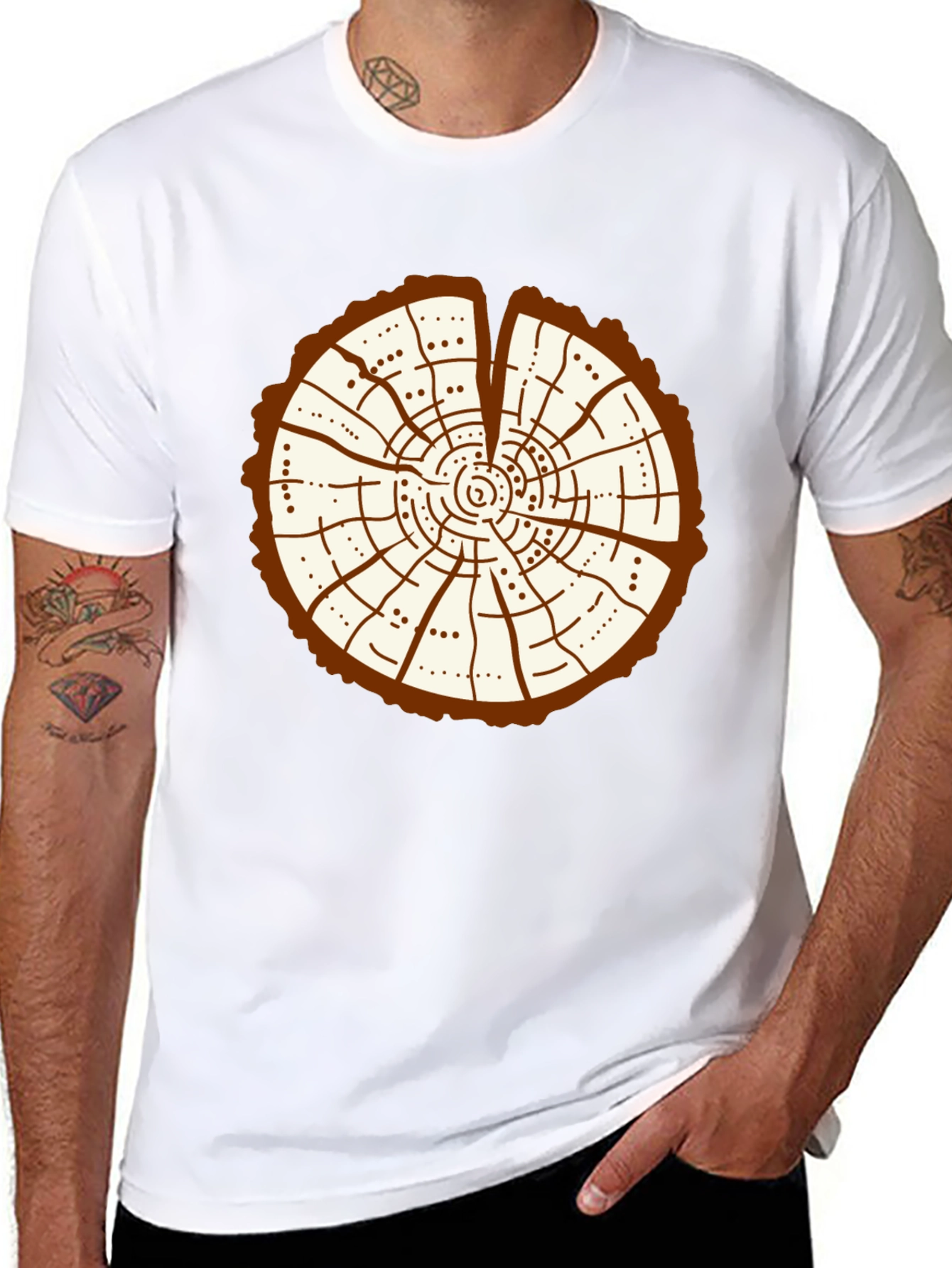 Tree Ring Graphic Tee - Unique Nature Design