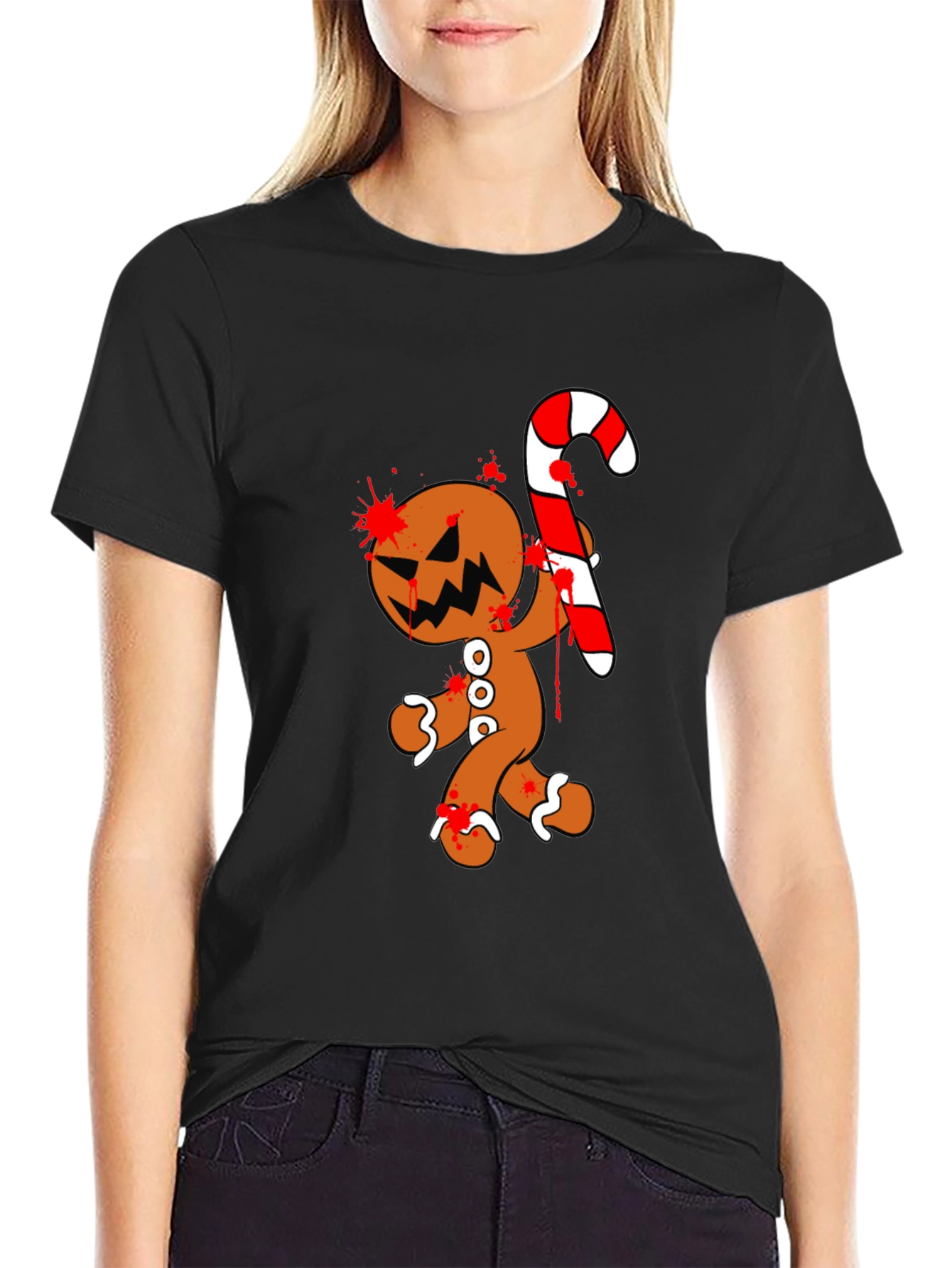 Bloody Gingerbread Horror Graphic Tee