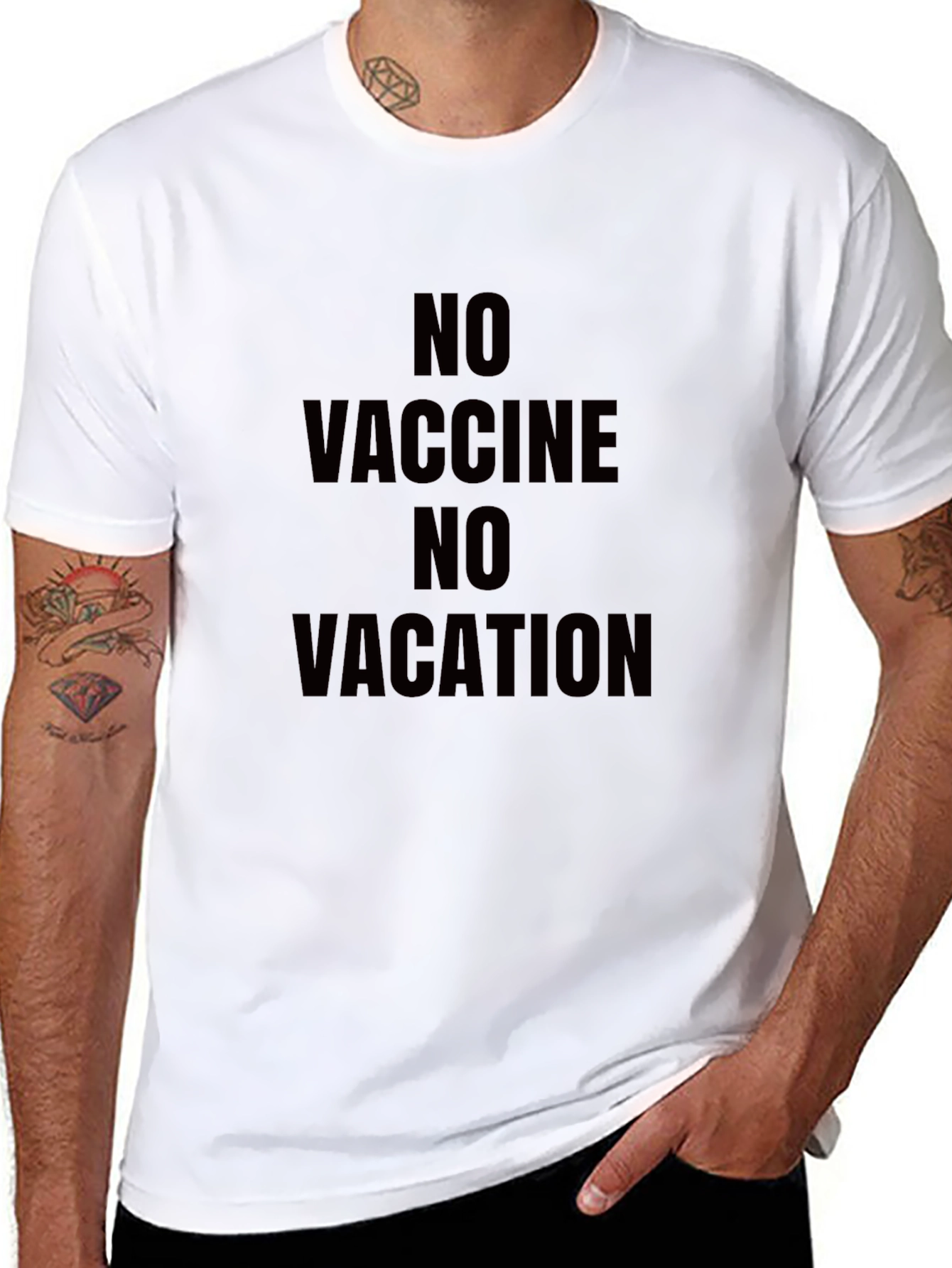 No Vaccine No Vacation Black T-Shirt