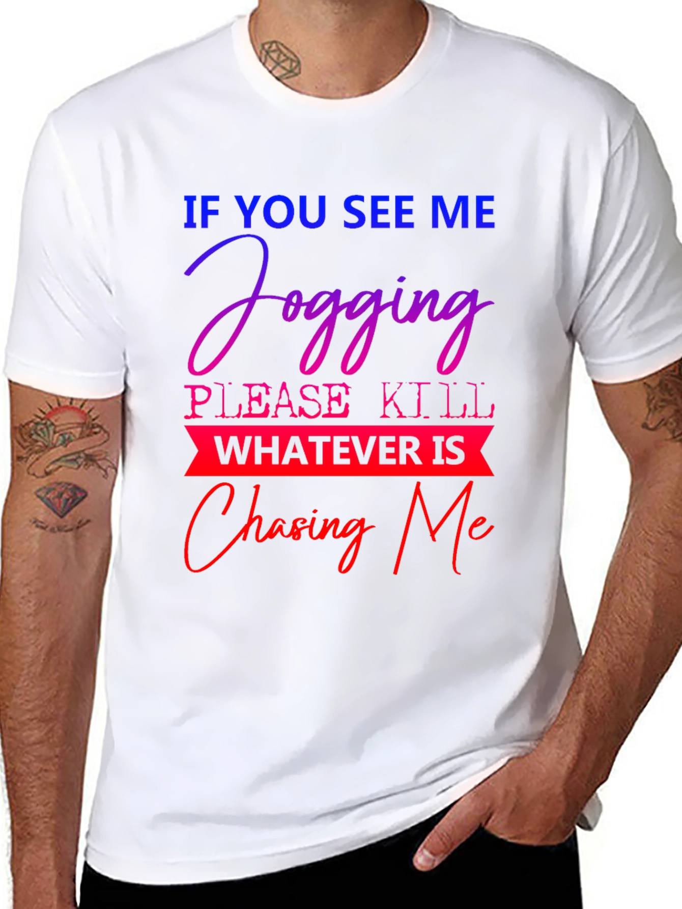 Humorous Jogging T-Shirt: Chasing Me Design