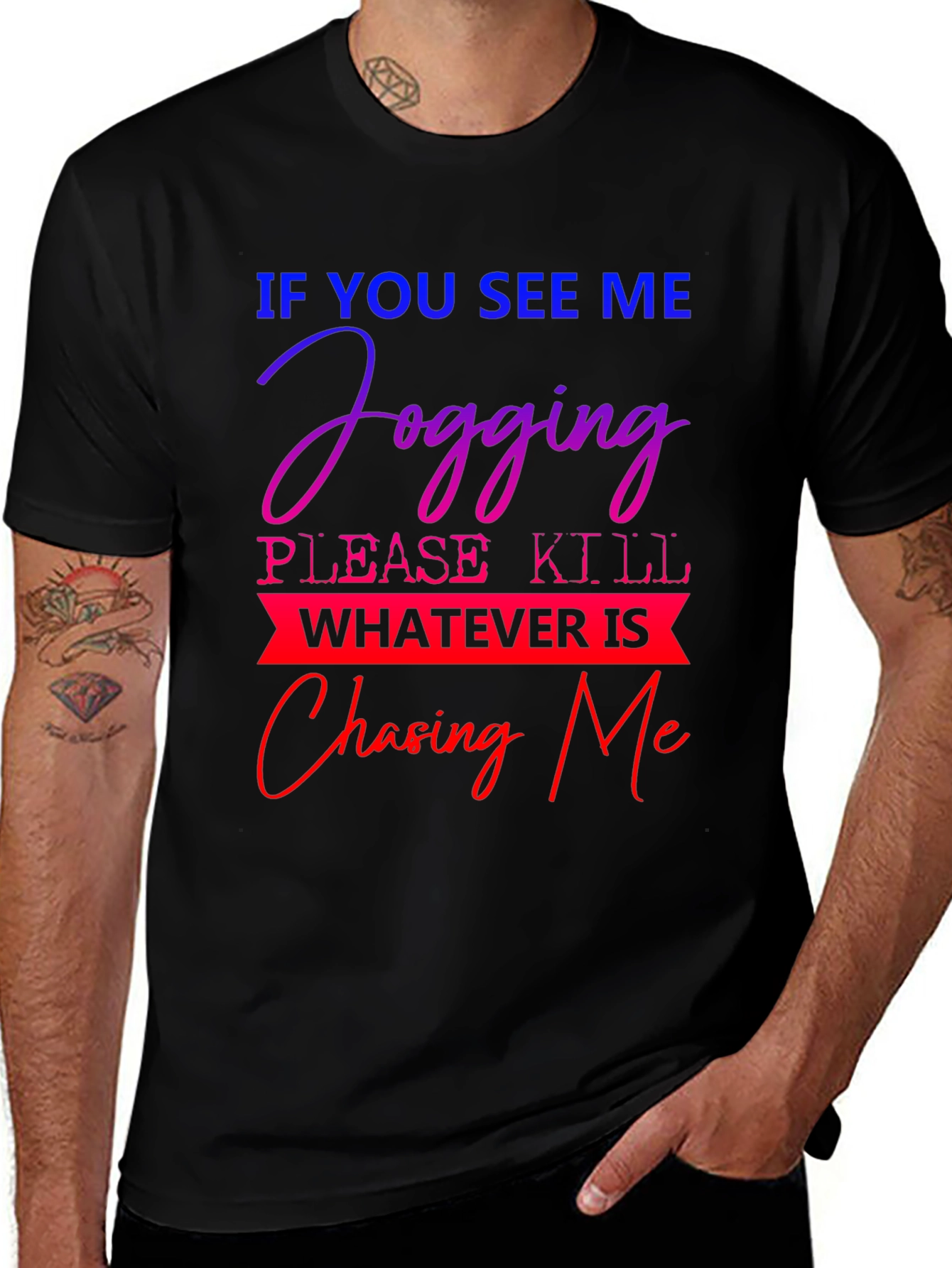 Humorous Jogging T-Shirt: Chasing Me Design