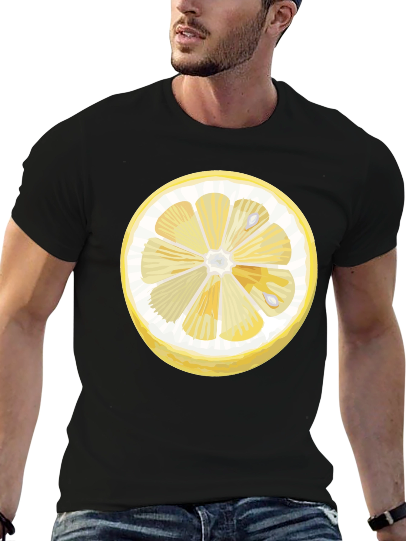 Lemon Slice Graphic Black T-Shirt