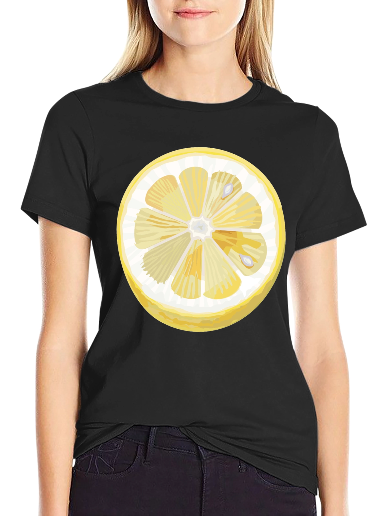 Lemon Slice Graphic Black T-Shirt