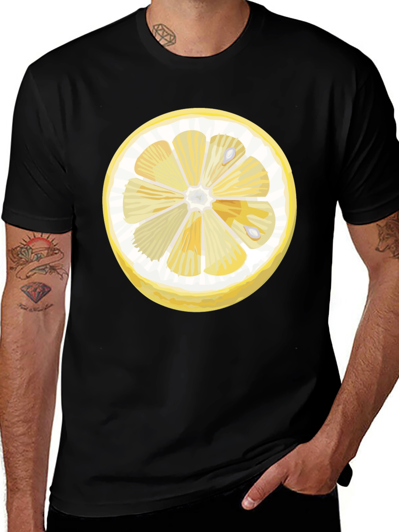 Lemon Slice Graphic Black T-Shirt