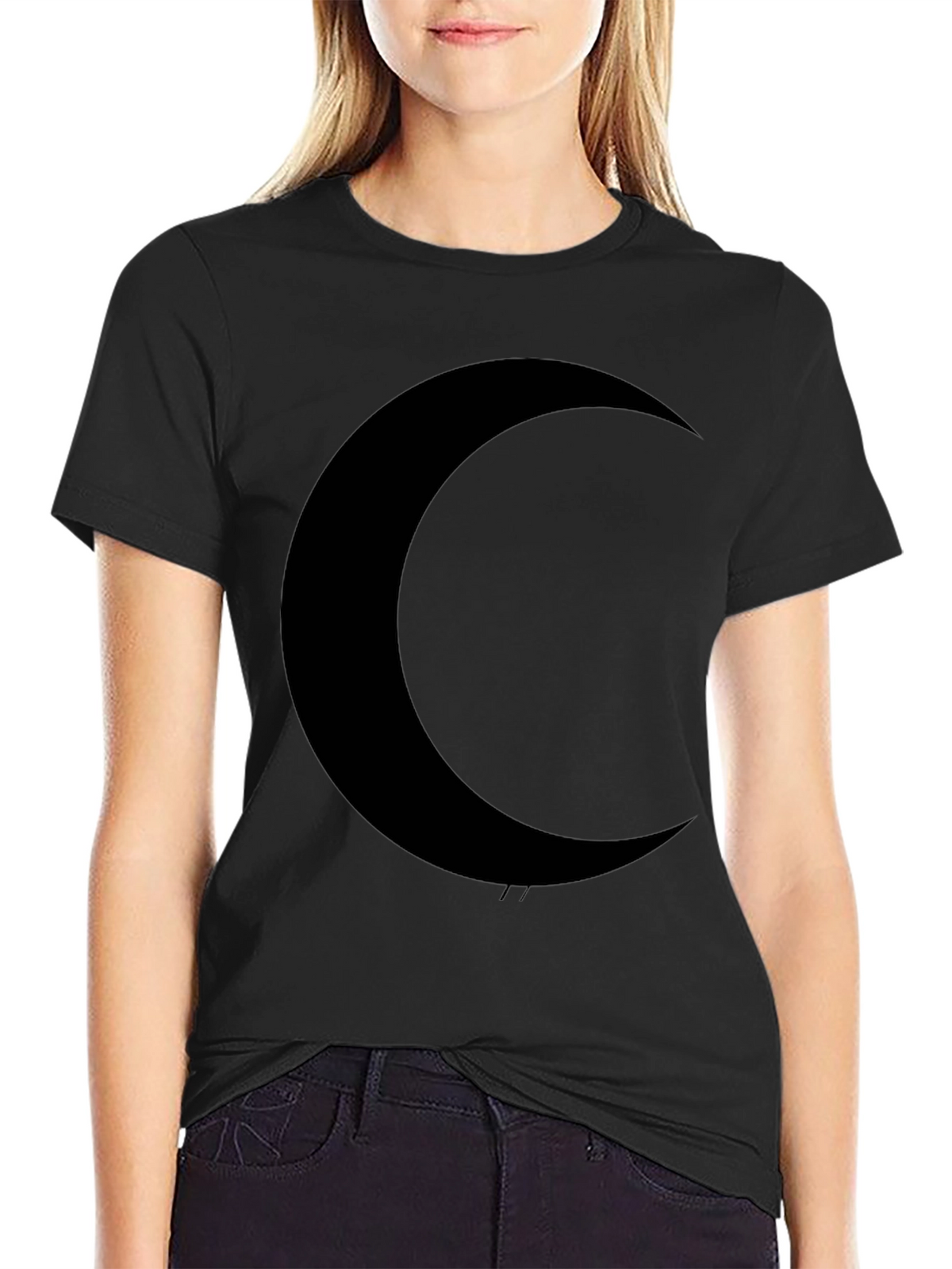 Crescent Moon Graphic Black T-Shirt