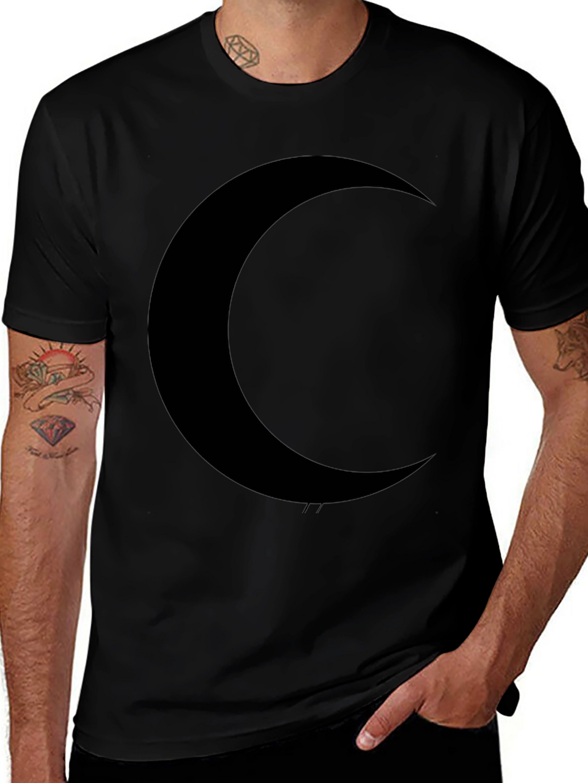 Crescent Moon Graphic Black T-Shirt