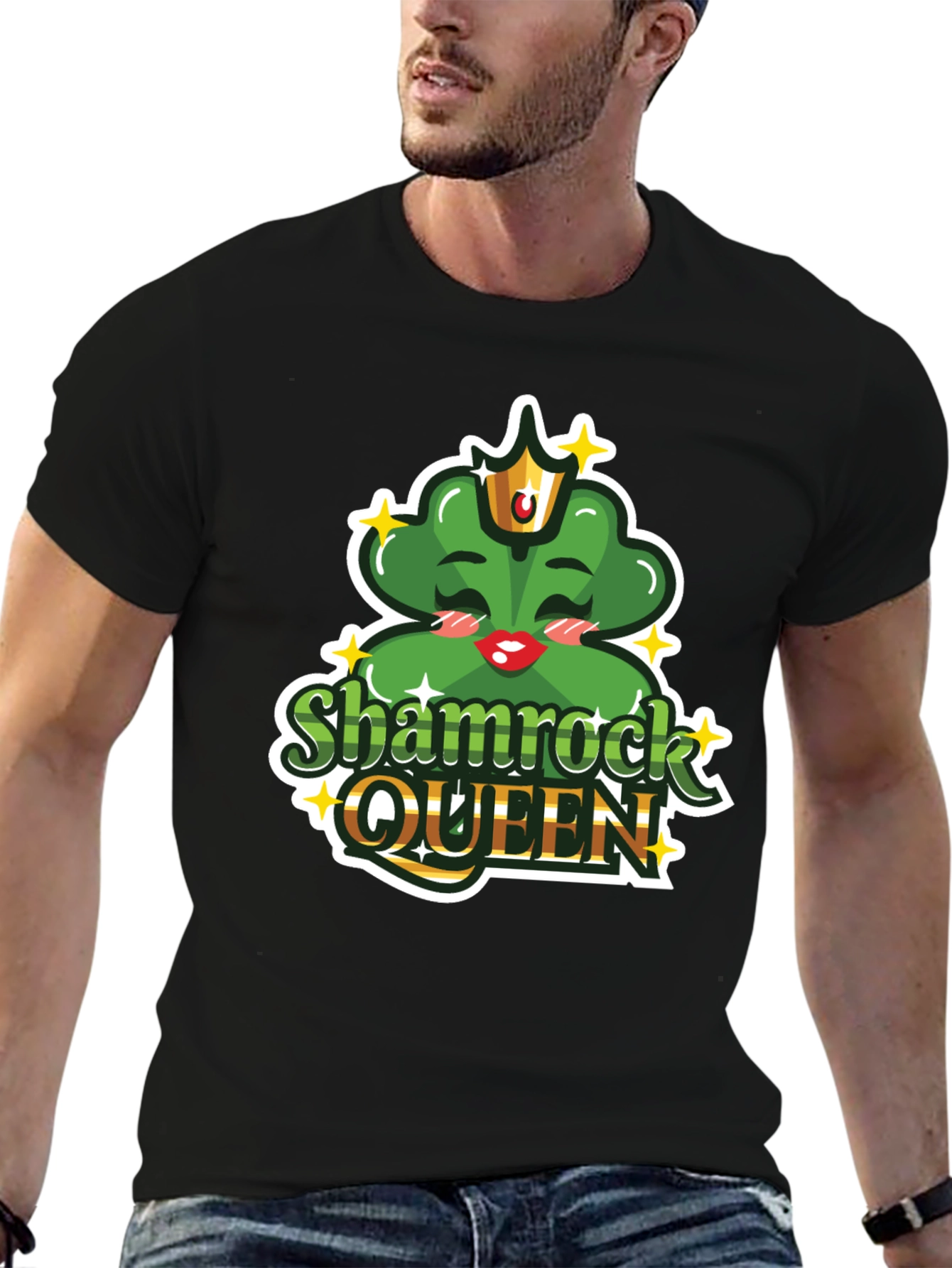 Shamrock Queen Black T-Shirt - St. Patricks Day