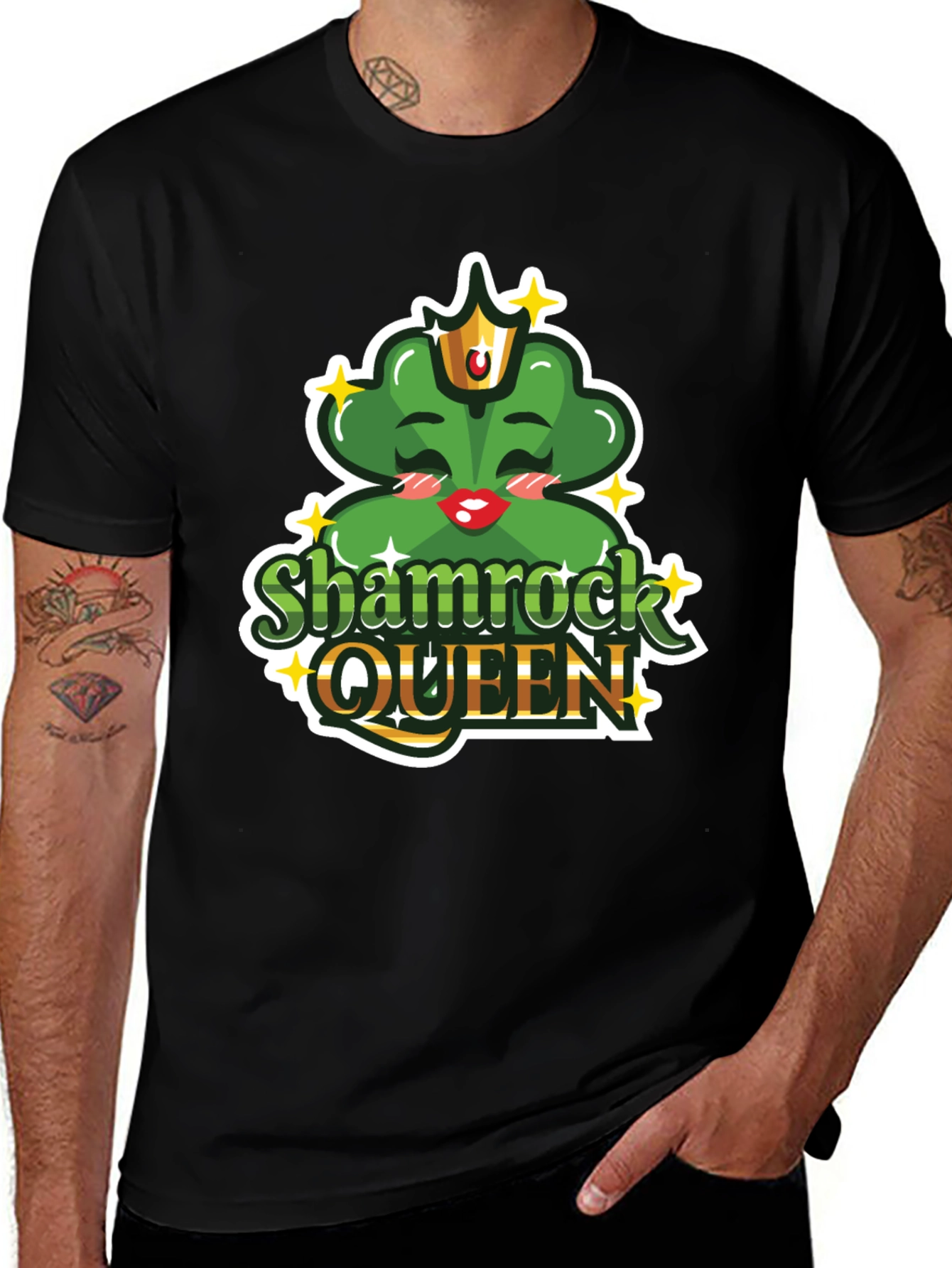 Shamrock Queen Black T-Shirt - St. Patricks Day