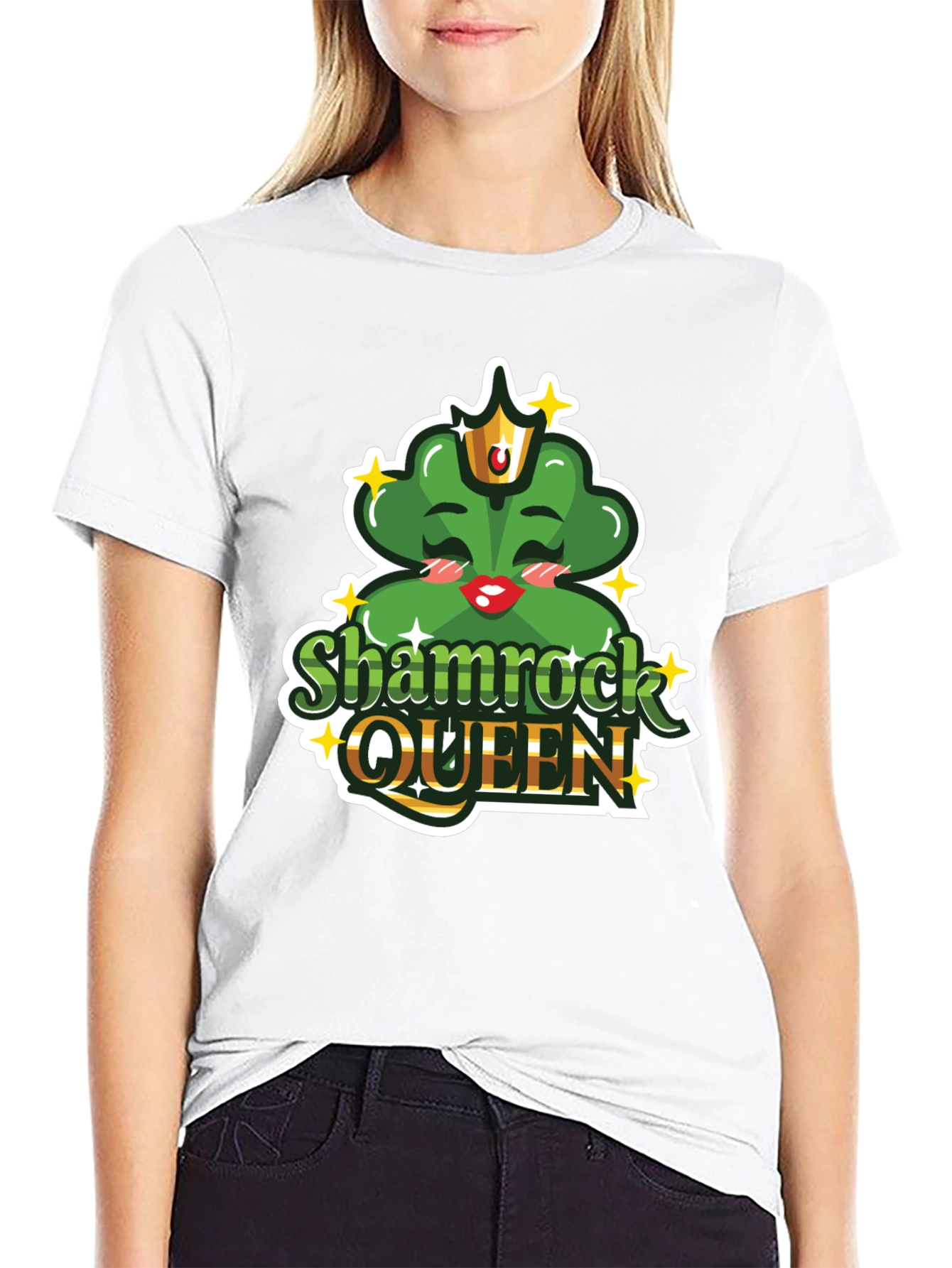 Shamrock Queen Black T-Shirt - St. Patricks Day