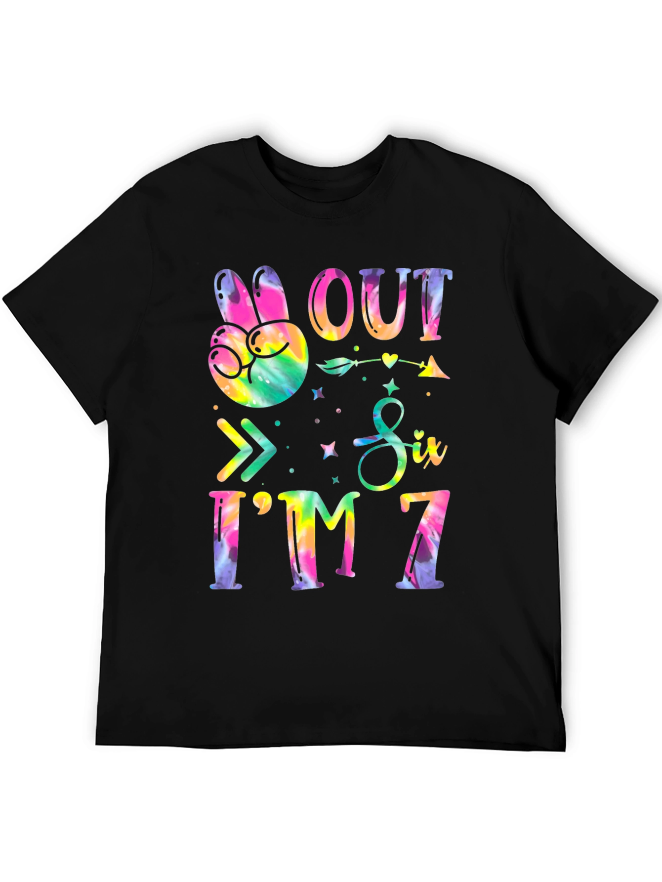 Peace Out Six Im 7 Tie Dye Birthday T-Shirt