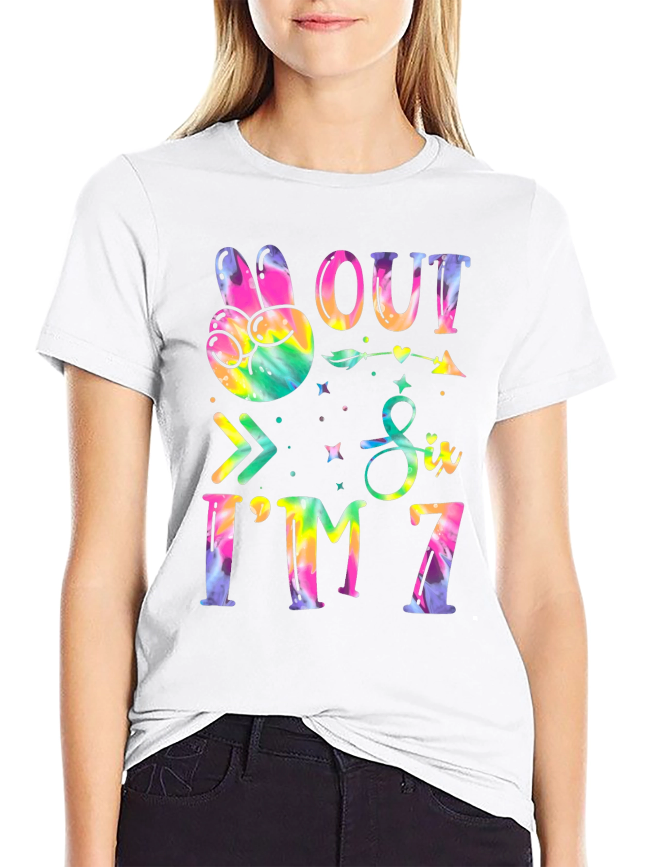 Peace Out Six Im 7 Tie Dye Birthday T-Shirt