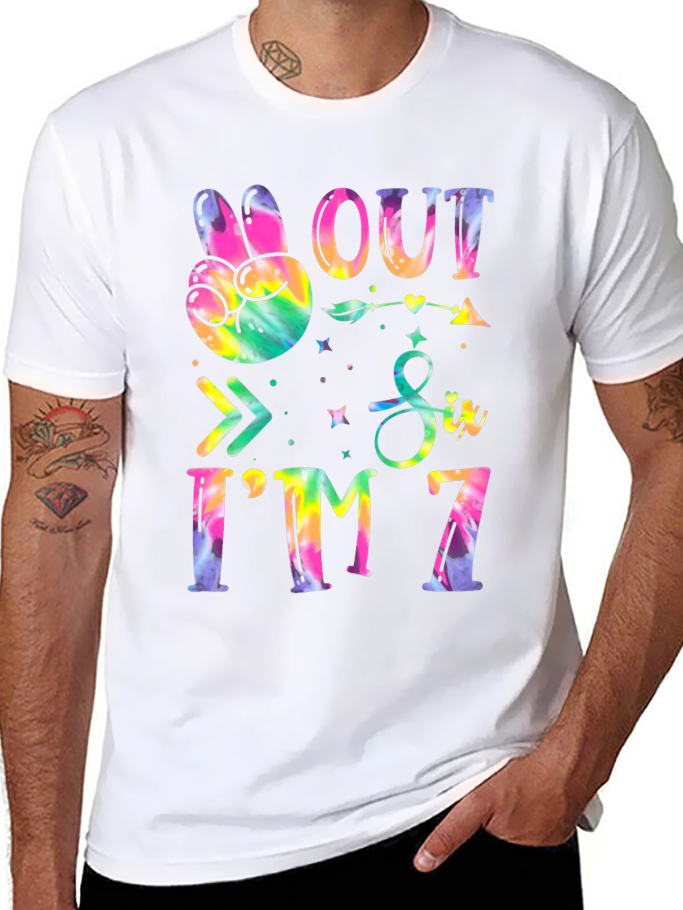 Peace Out Six Im 7 Tie Dye Birthday T-Shirt
