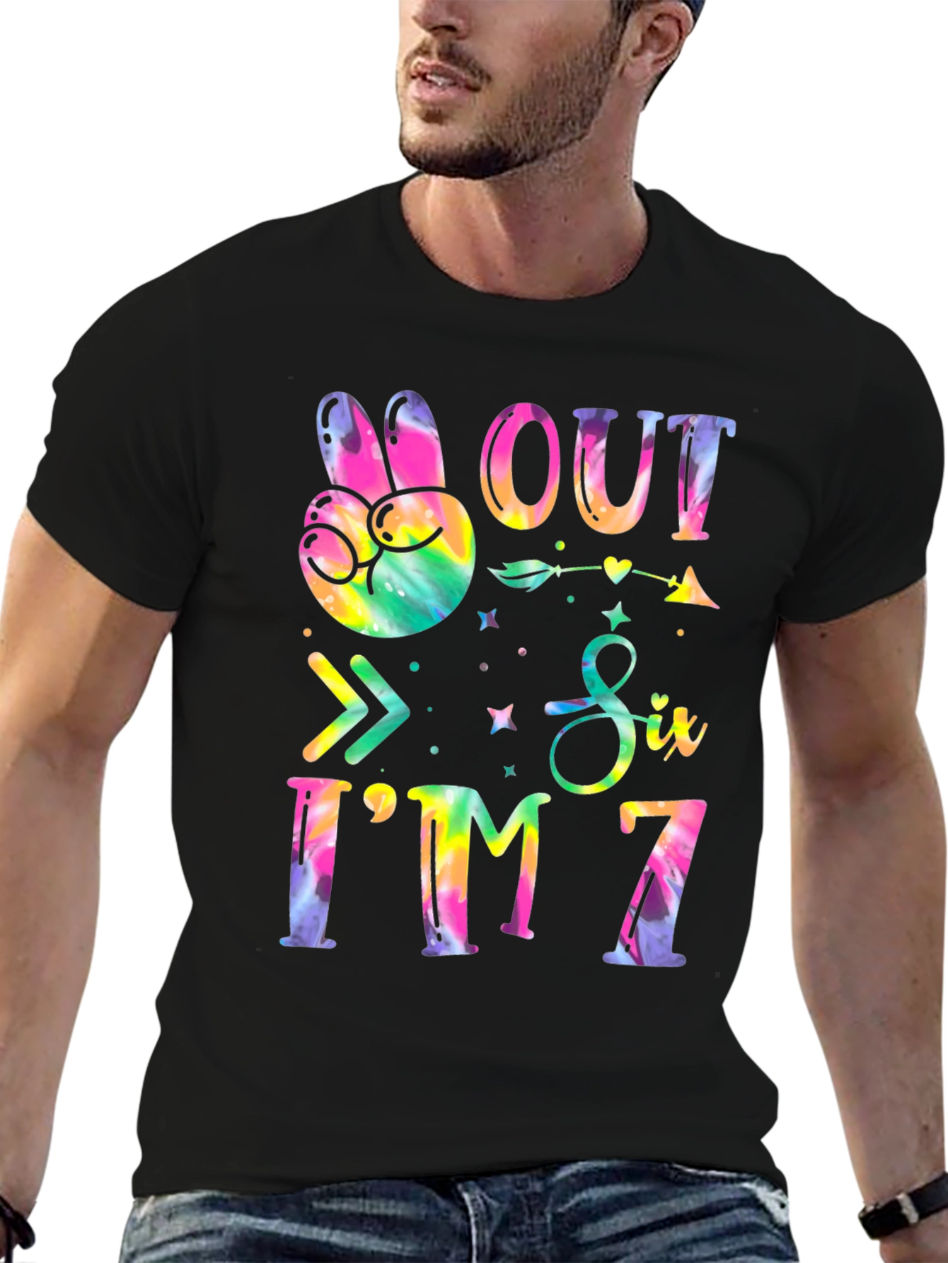 Peace Out Six Im 7 Tie Dye Birthday T-Shirt