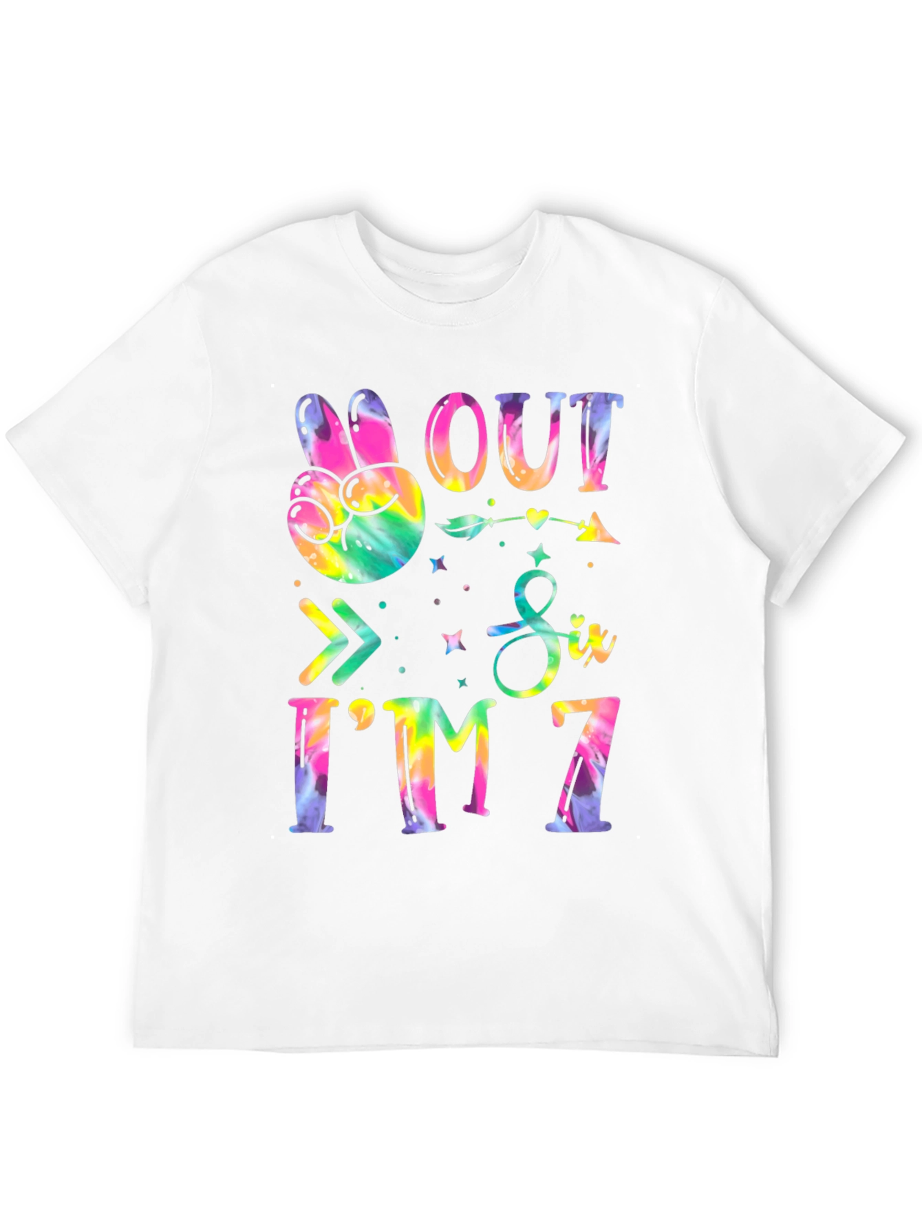 Peace Out Six Im 7 Tie Dye Birthday T-Shirt