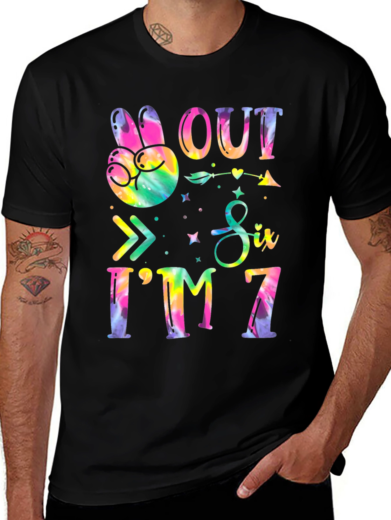 Peace Out Six Im 7 Tie Dye Birthday T-Shirt