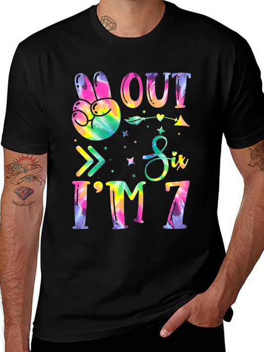Peace Out Six Im 7 Tie Dye Birthday T-Shirt