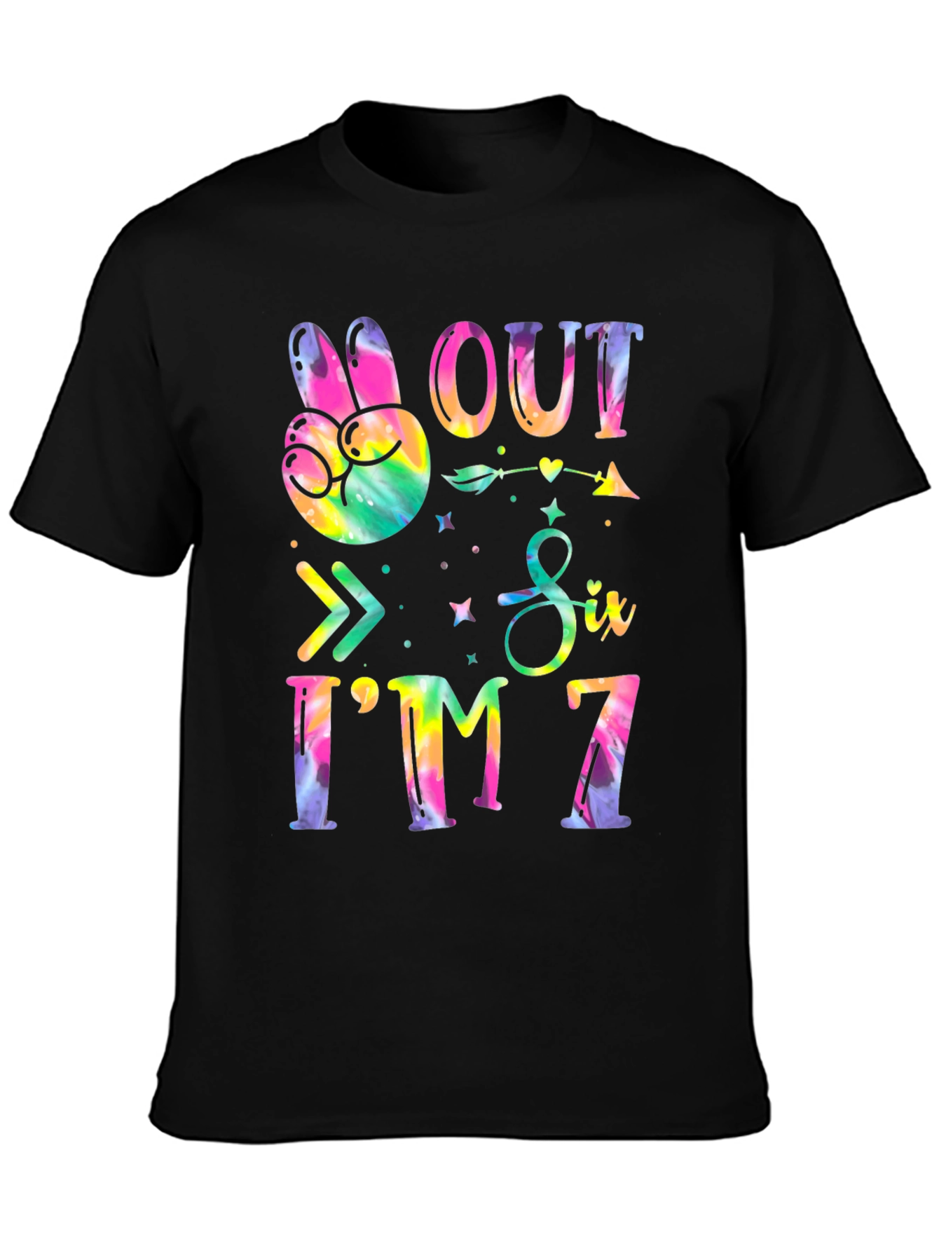 Peace Out Six Im 7 Tie Dye Birthday T-Shirt