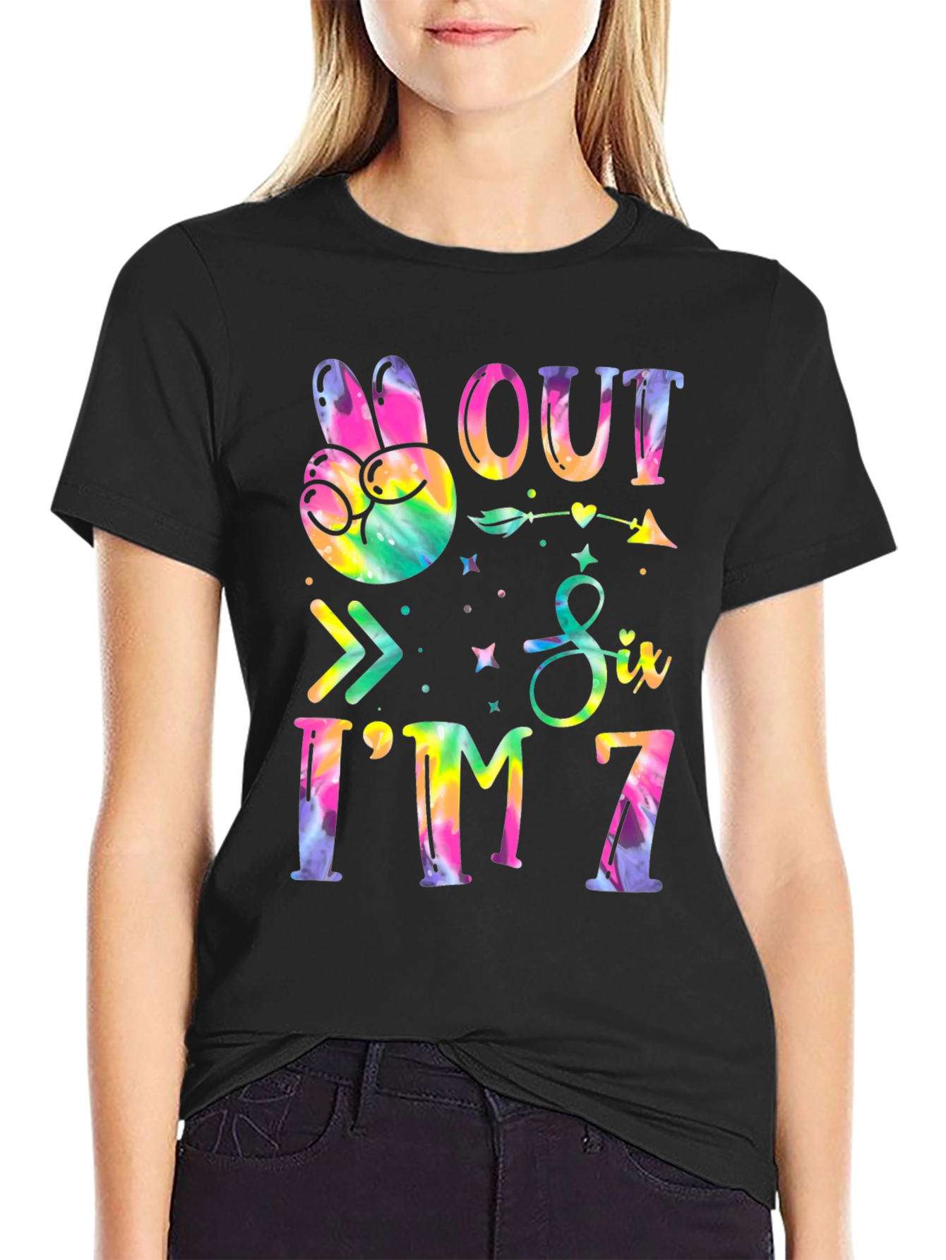 Peace Out Six Im 7 Tie Dye Birthday T-Shirt