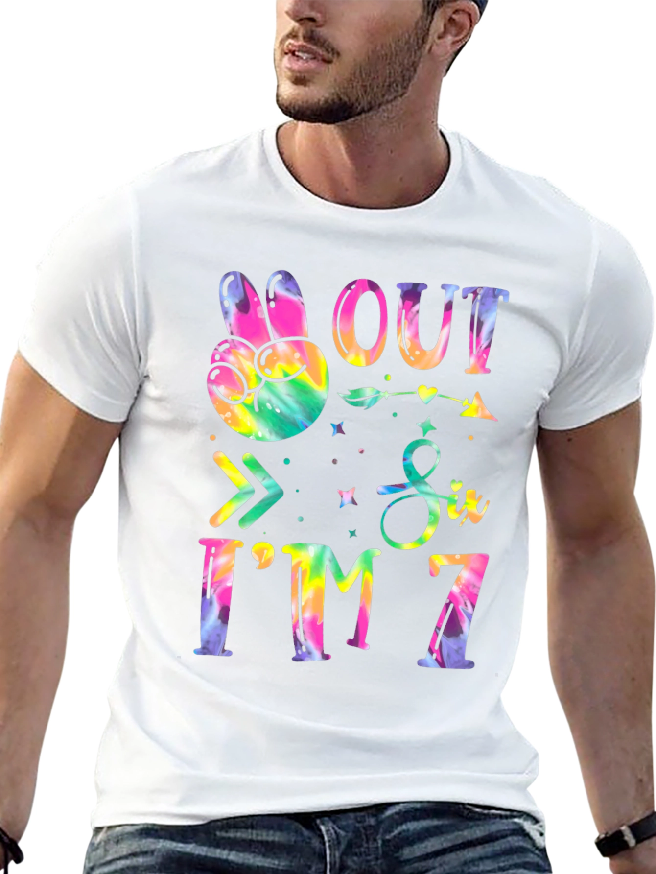 Peace Out Six Im 7 Tie Dye Birthday T-Shirt