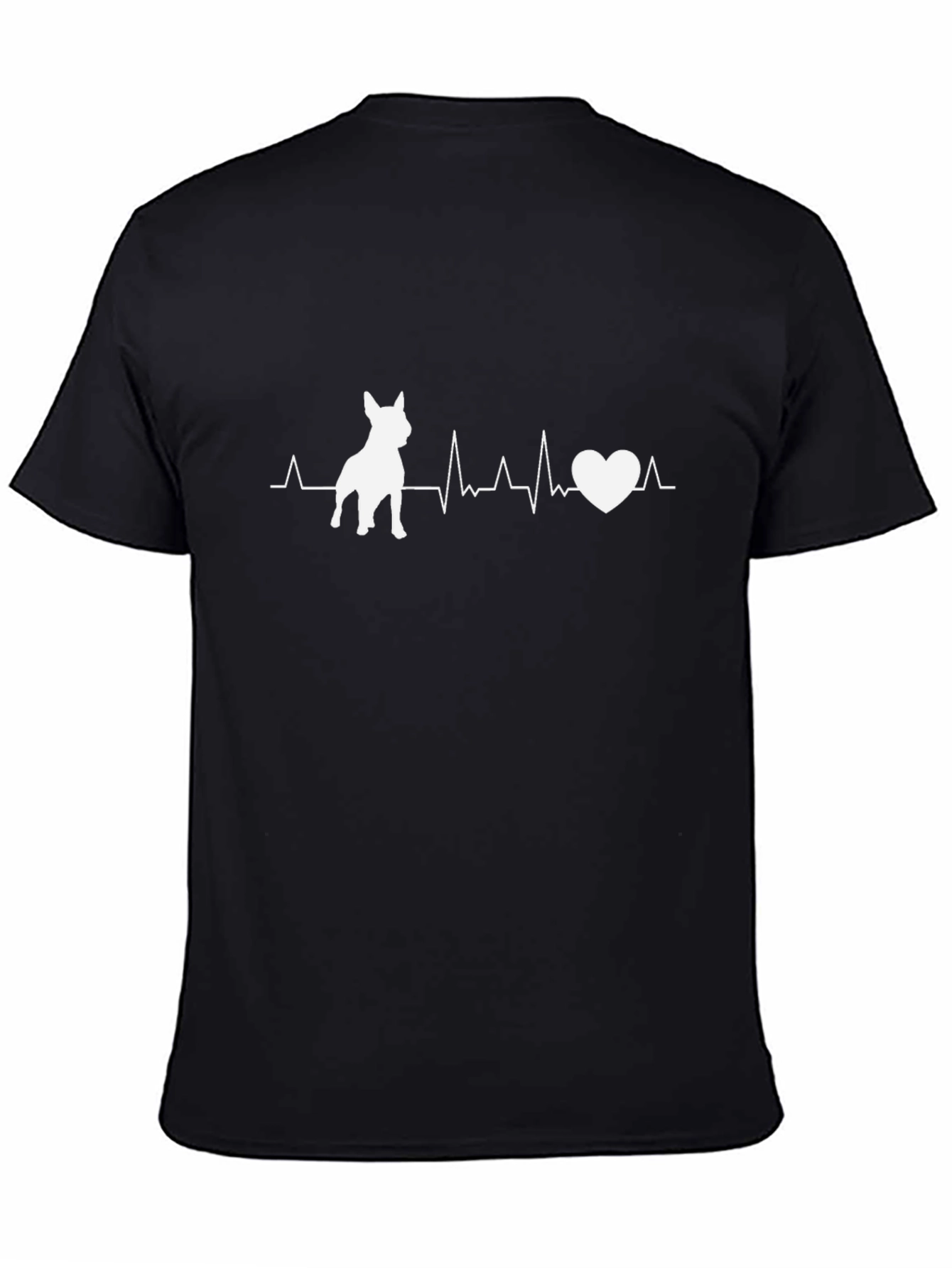 Dog Lover Heartbeat Graphic T-Shirt - Black