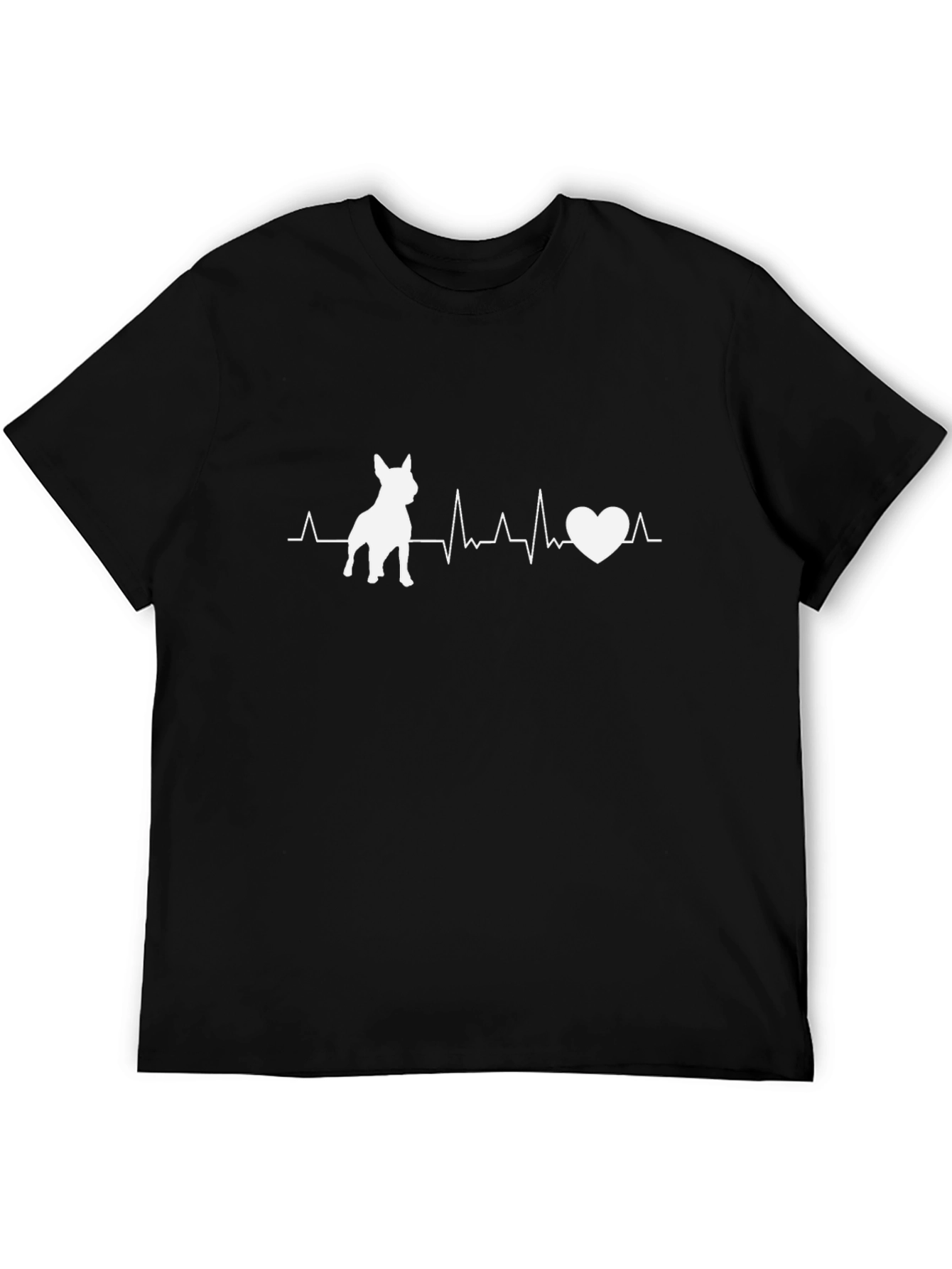 Dog Lover Heartbeat Graphic T-Shirt - Black