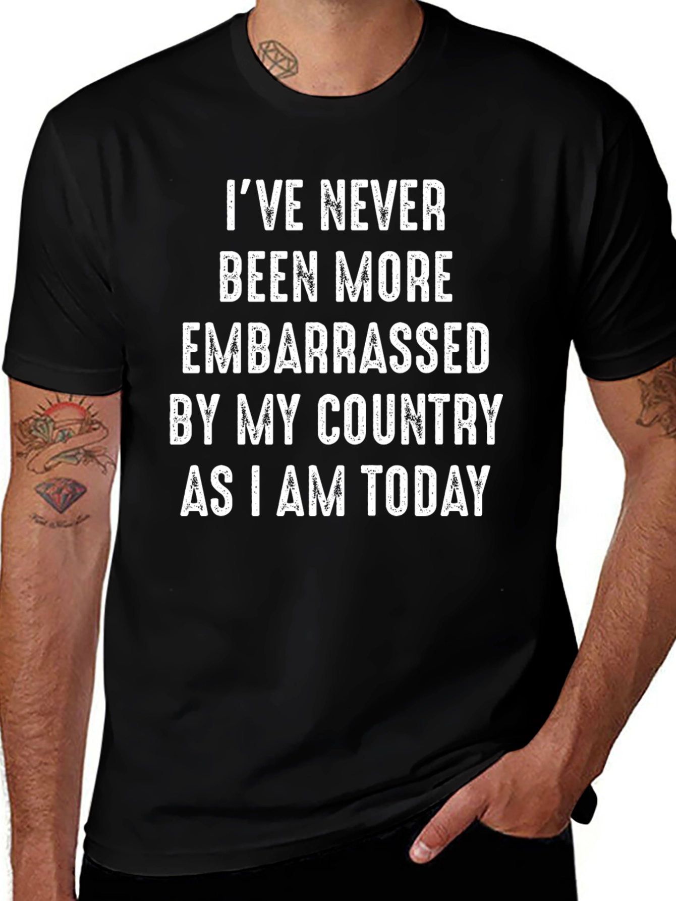 Embarrassed By My Country Graphic Tee - Black