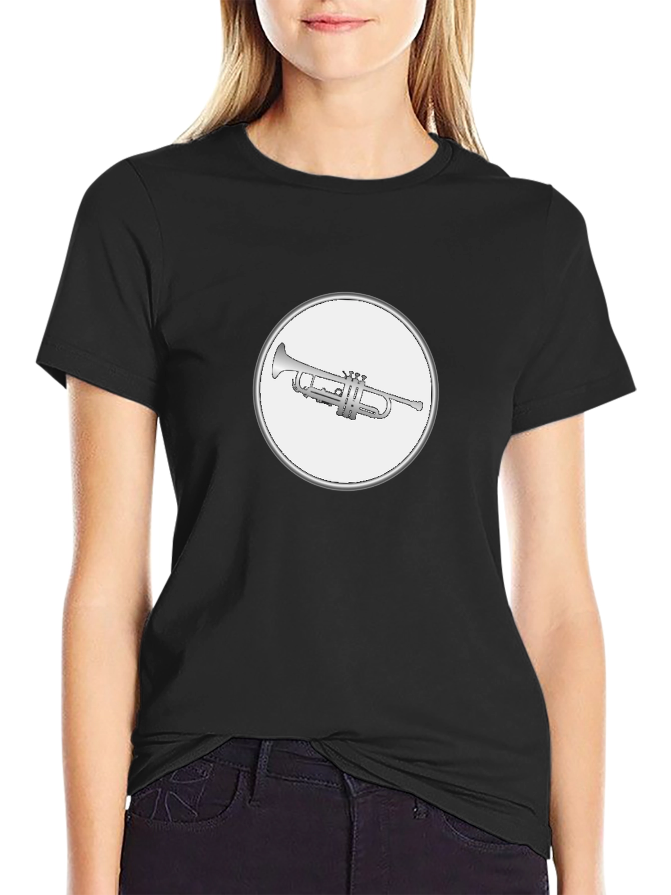 Trumpet Graphic Tee - Black Cotton T-Shirt