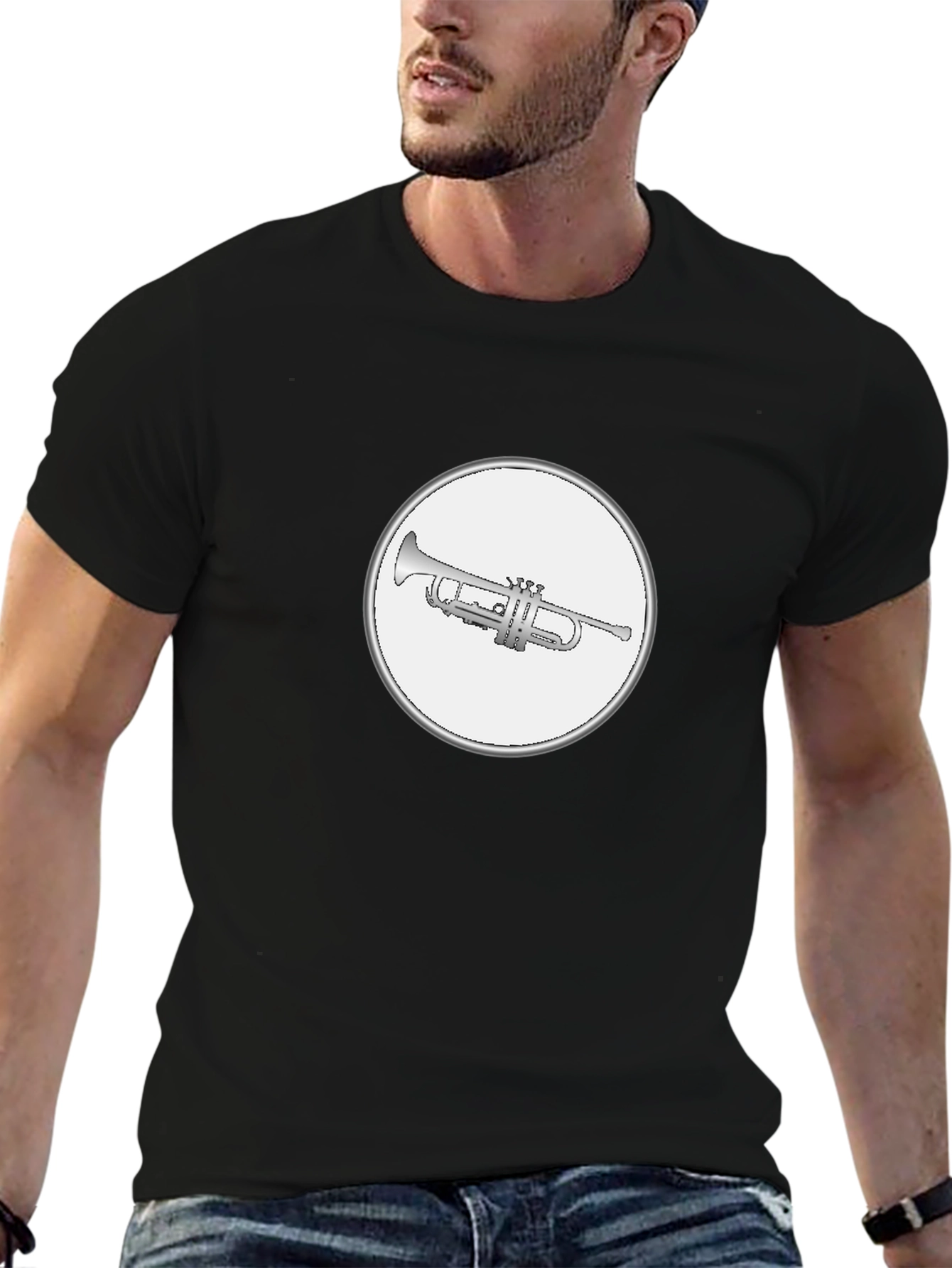 Trumpet Graphic Tee - Black Cotton T-Shirt