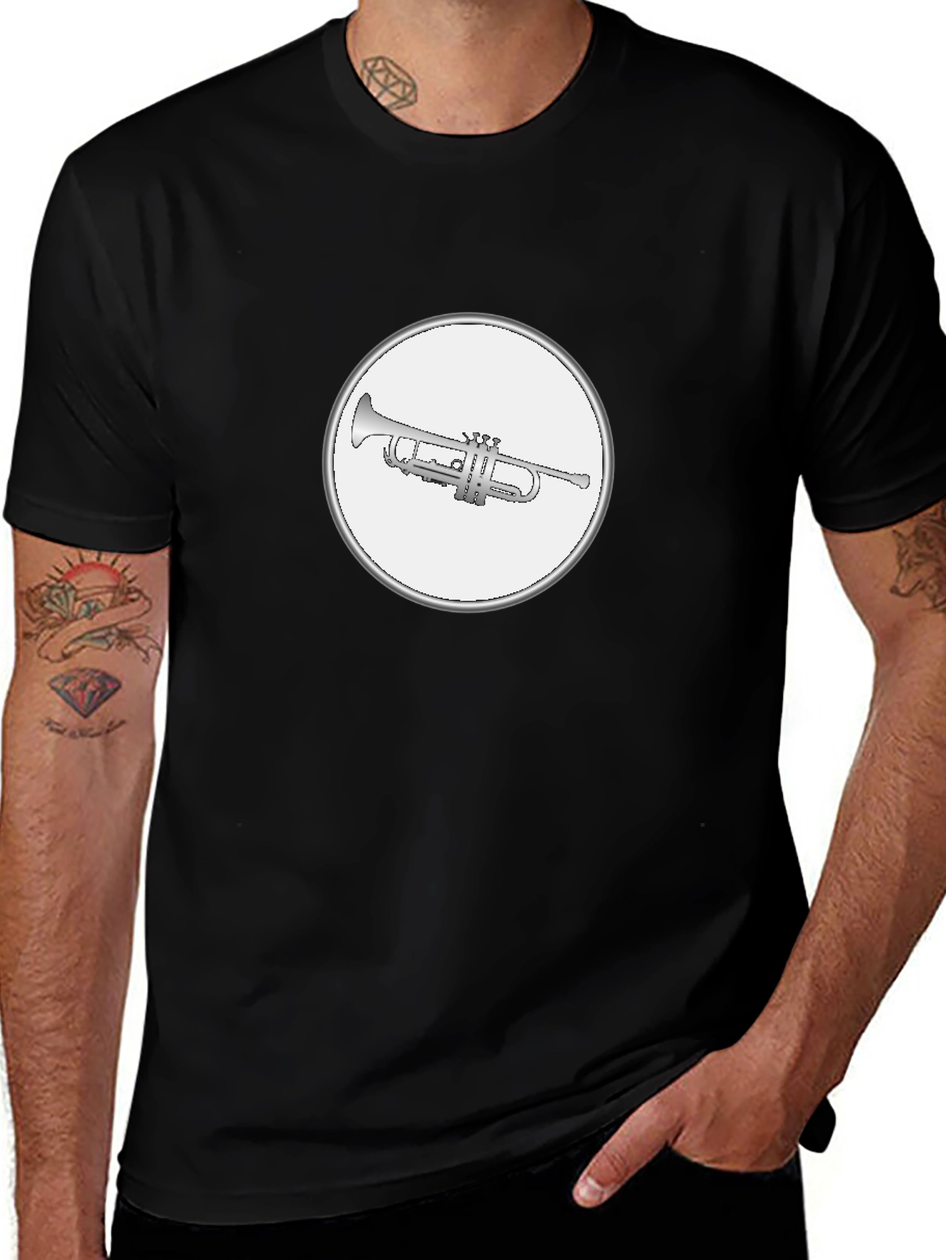 Trumpet Graphic Tee - Black Cotton T-Shirt