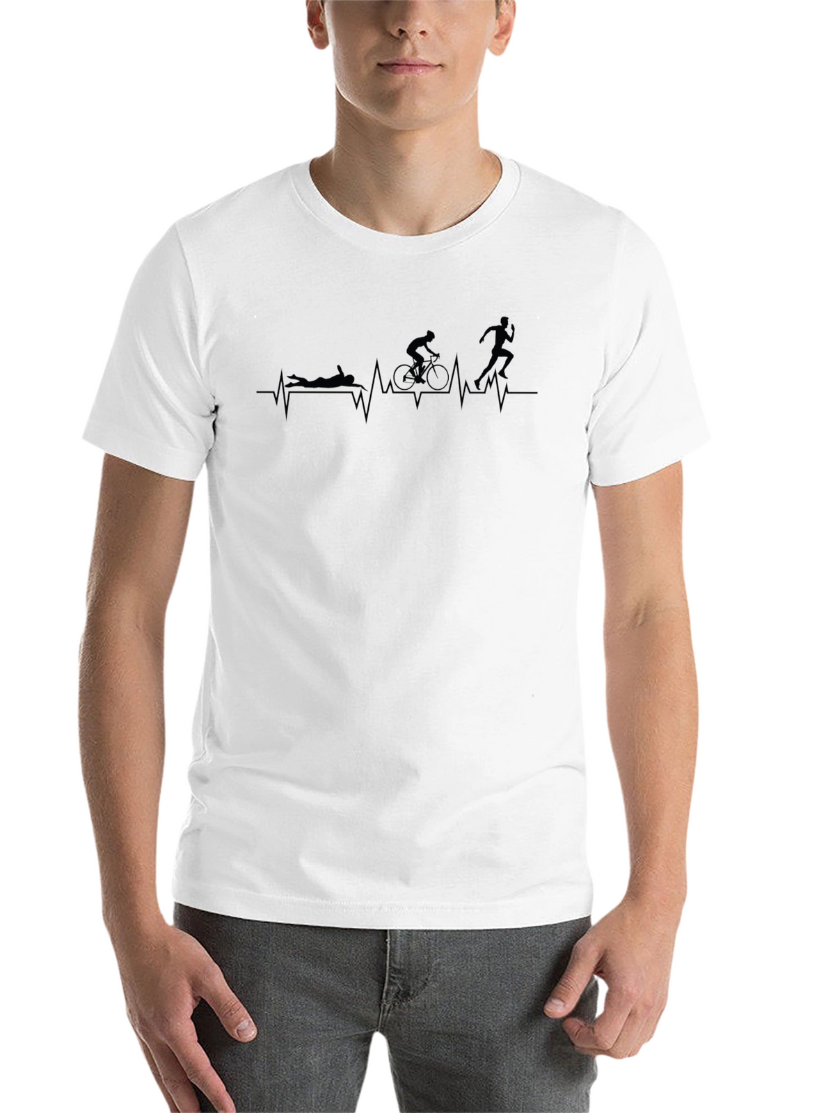 Triathlon Heartbeat Graphic T-Shirt - Black
