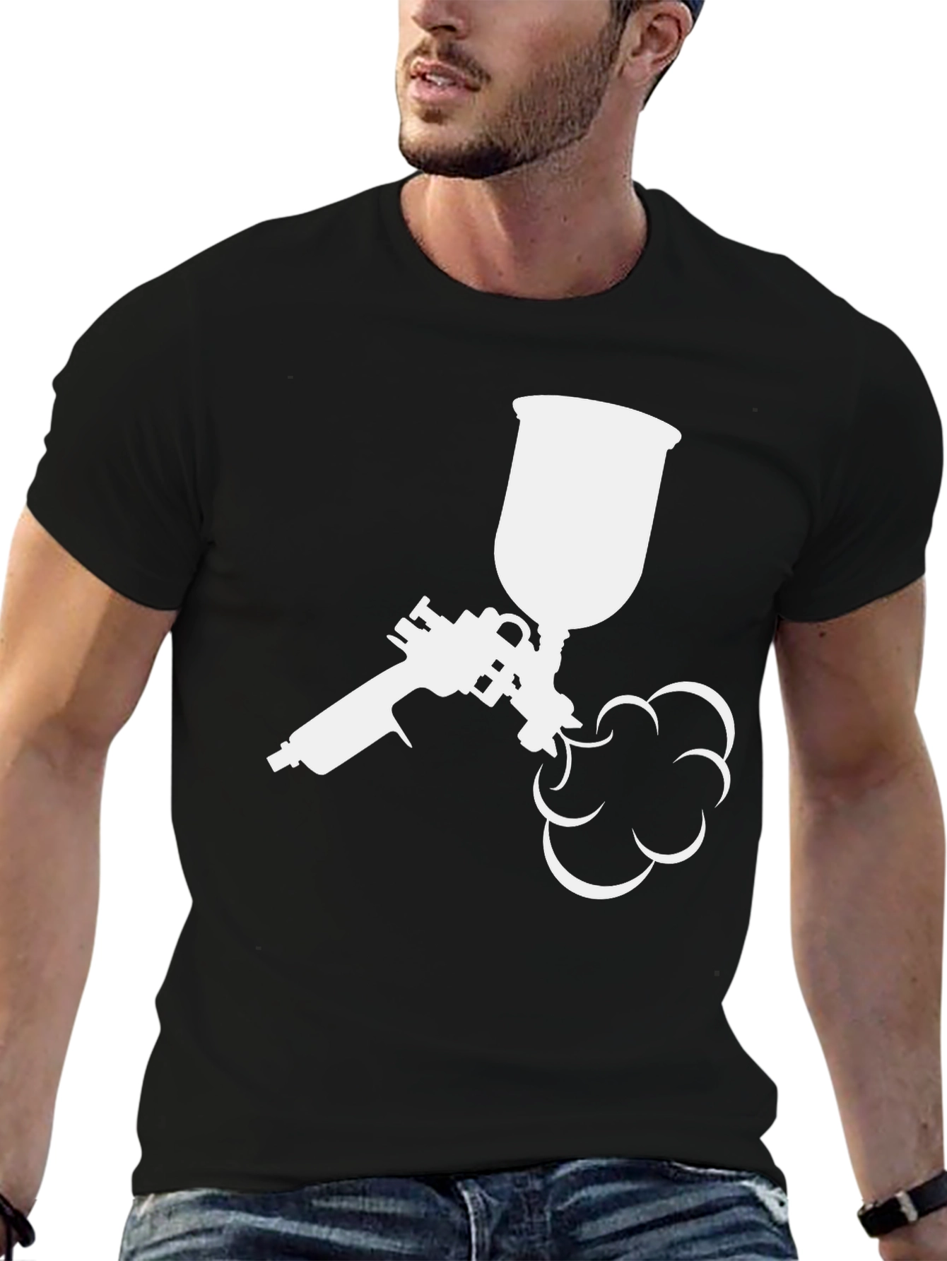 Spray Paint Gun Graphic Tee - Black