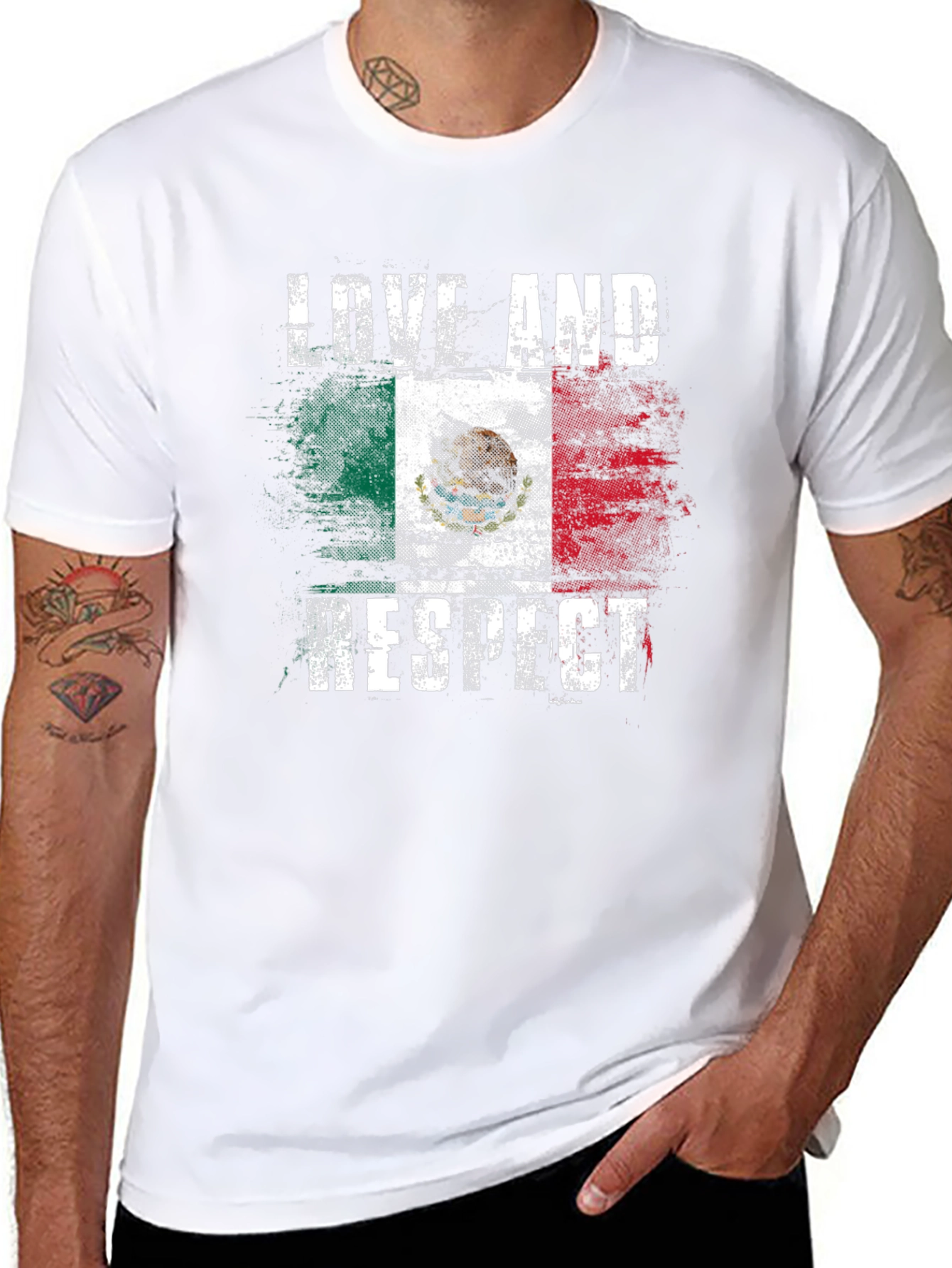 Love and Respect Mexico Flag Graphic T-Shirt