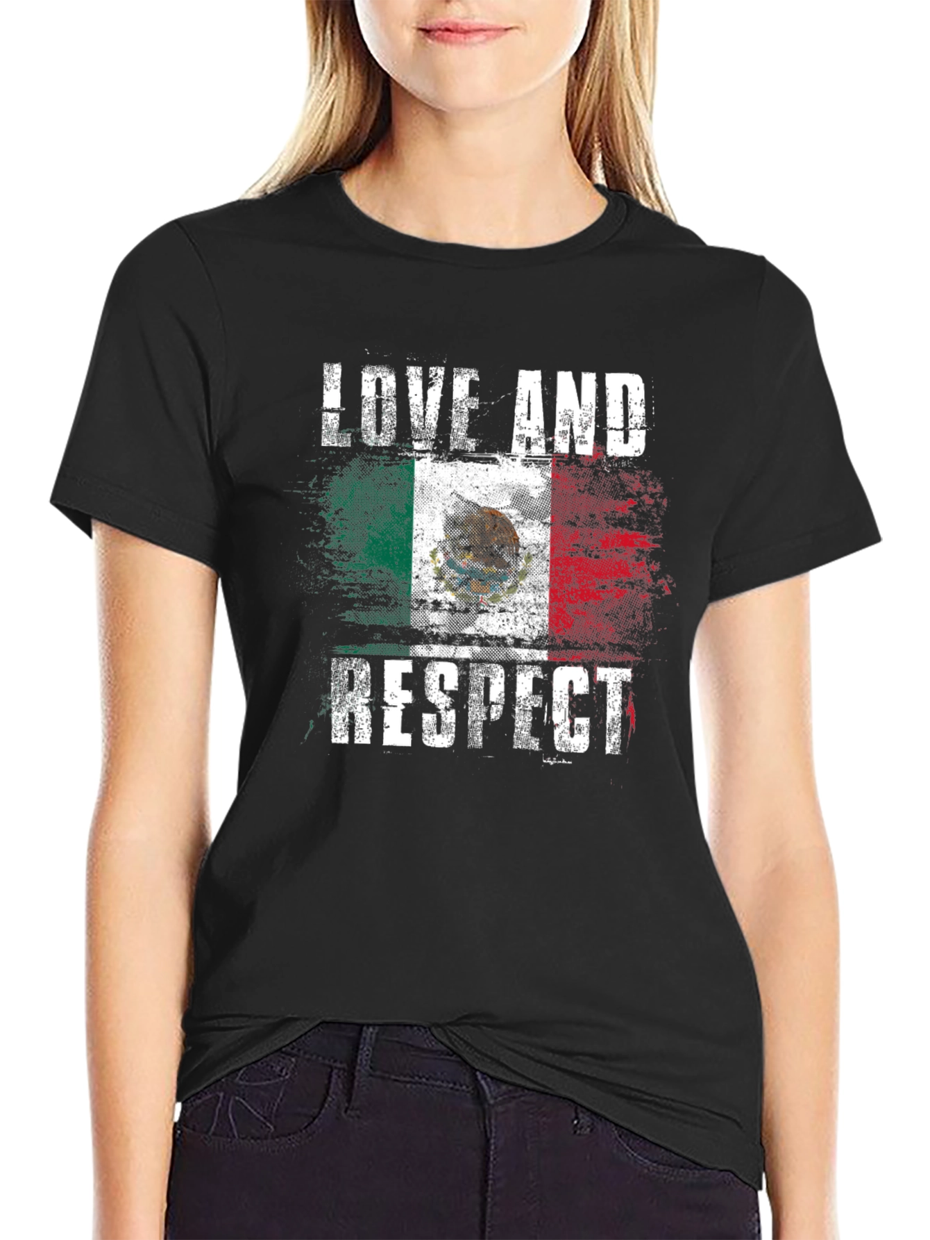 Love and Respect Mexico Flag Graphic T-Shirt