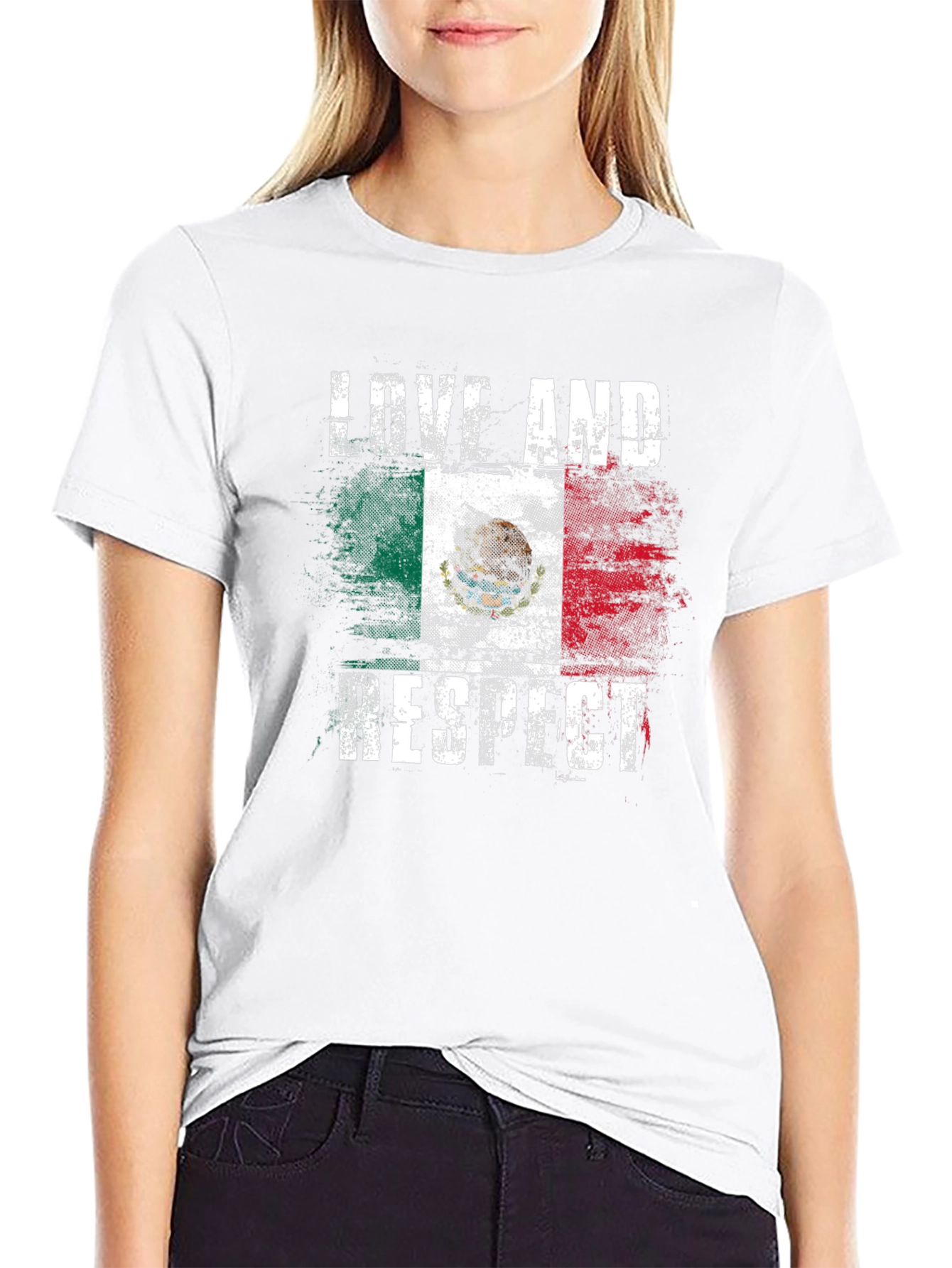 Love and Respect Mexico Flag Graphic T-Shirt