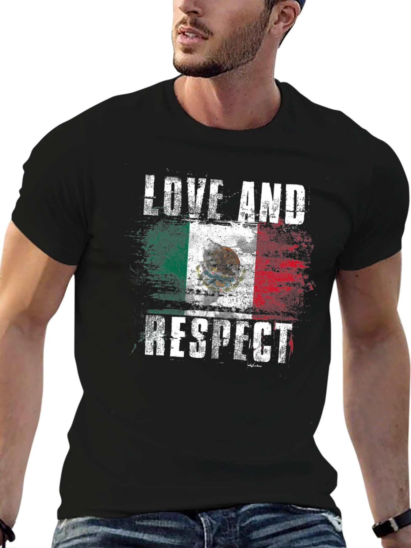 Love and Respect Mexico Flag Graphic T-Shirt