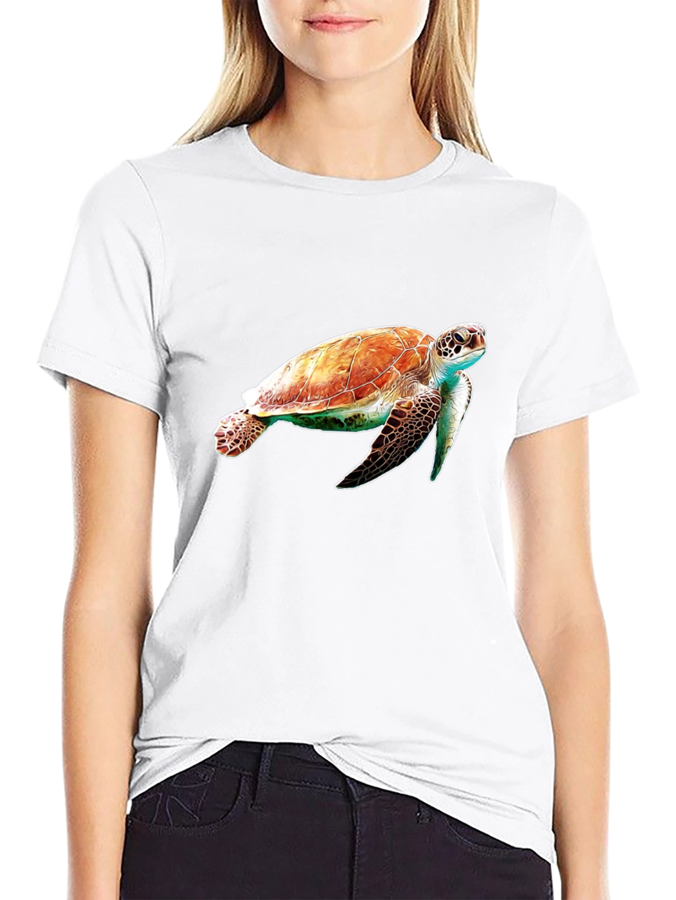 Sea Turtle Graphic Tee - Black Cotton Comfort
