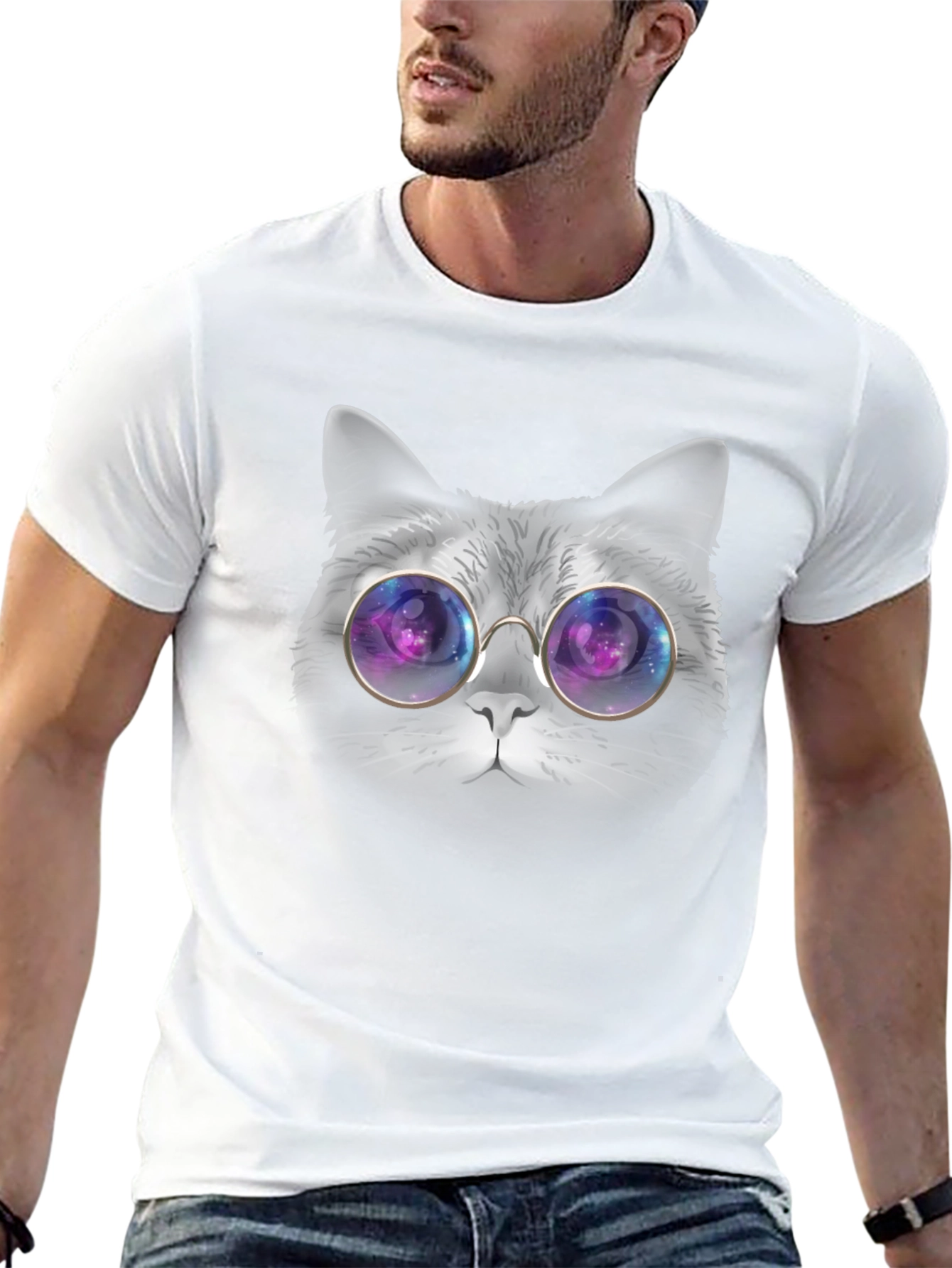 Cat with Galaxy Glasses T-Shirt