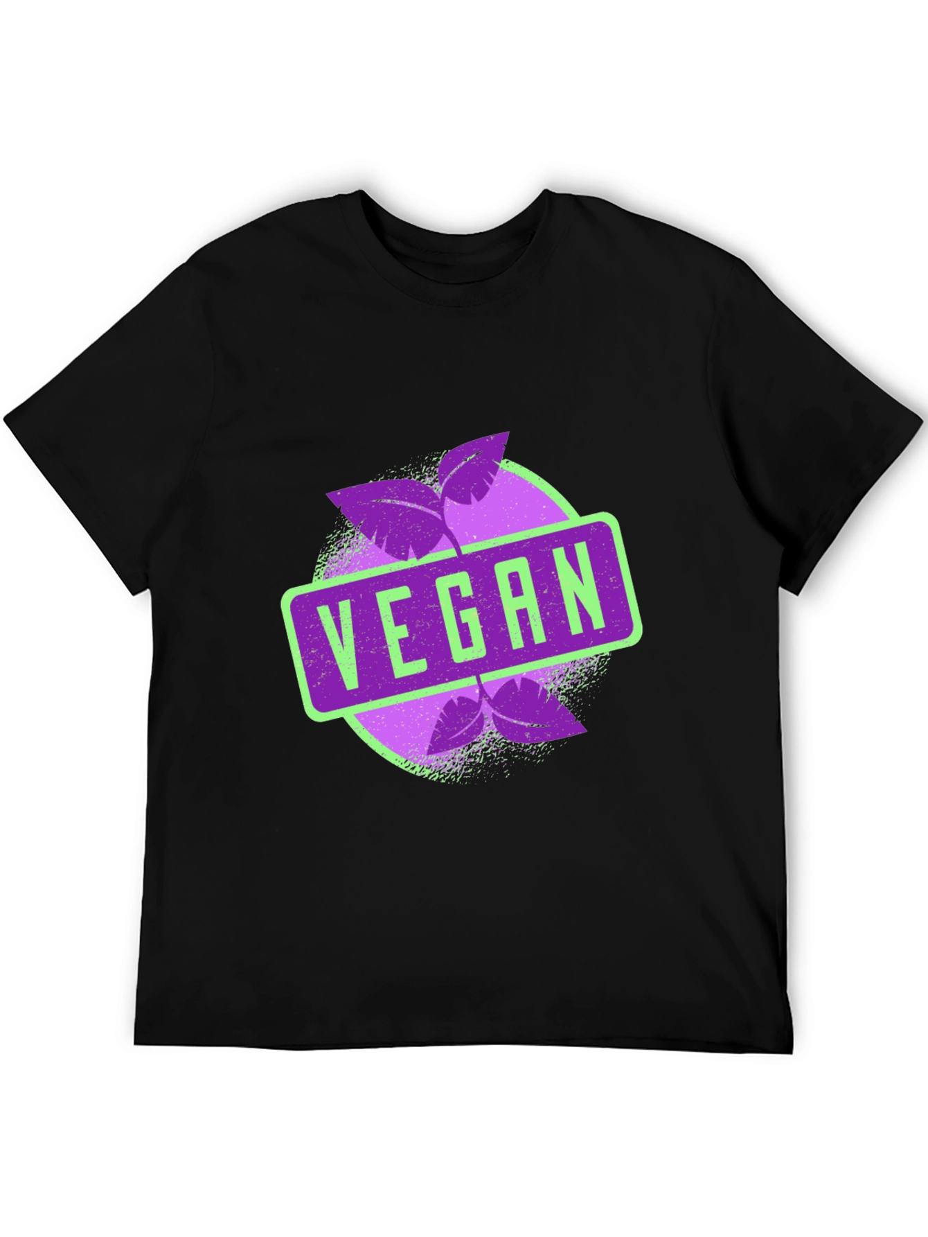 Vegan Graphic Tee - Black Leaves Design