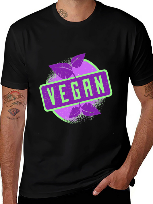 Vegan Graphic Tee - Black Leaves Design