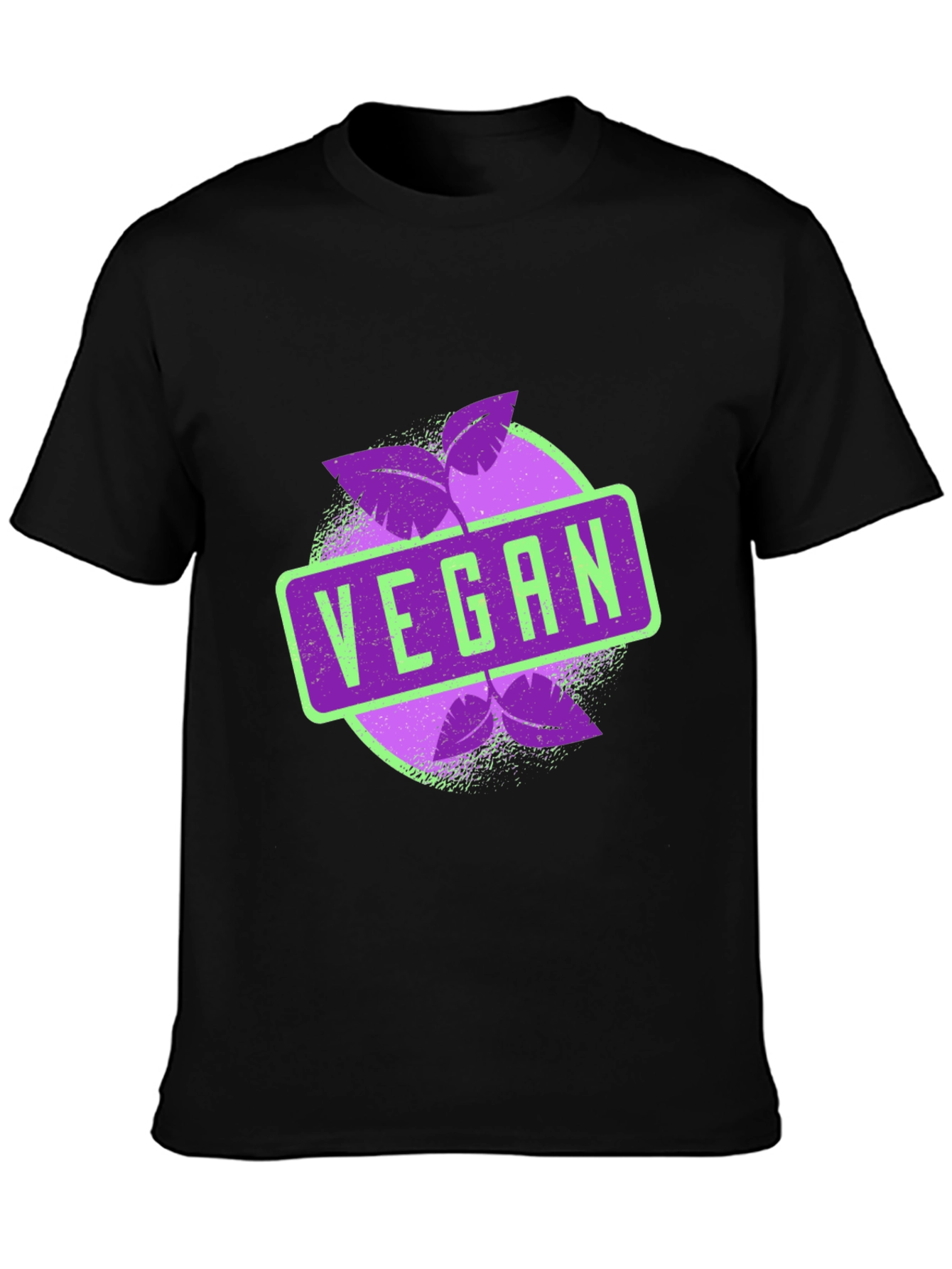 Vegan Graphic Tee - Black Leaves Design