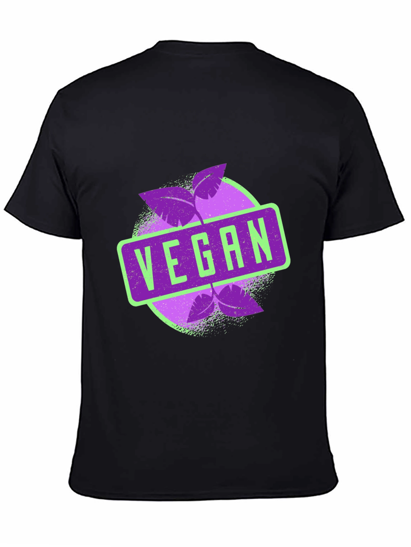 Vegan Graphic Tee - Black Leaves Design