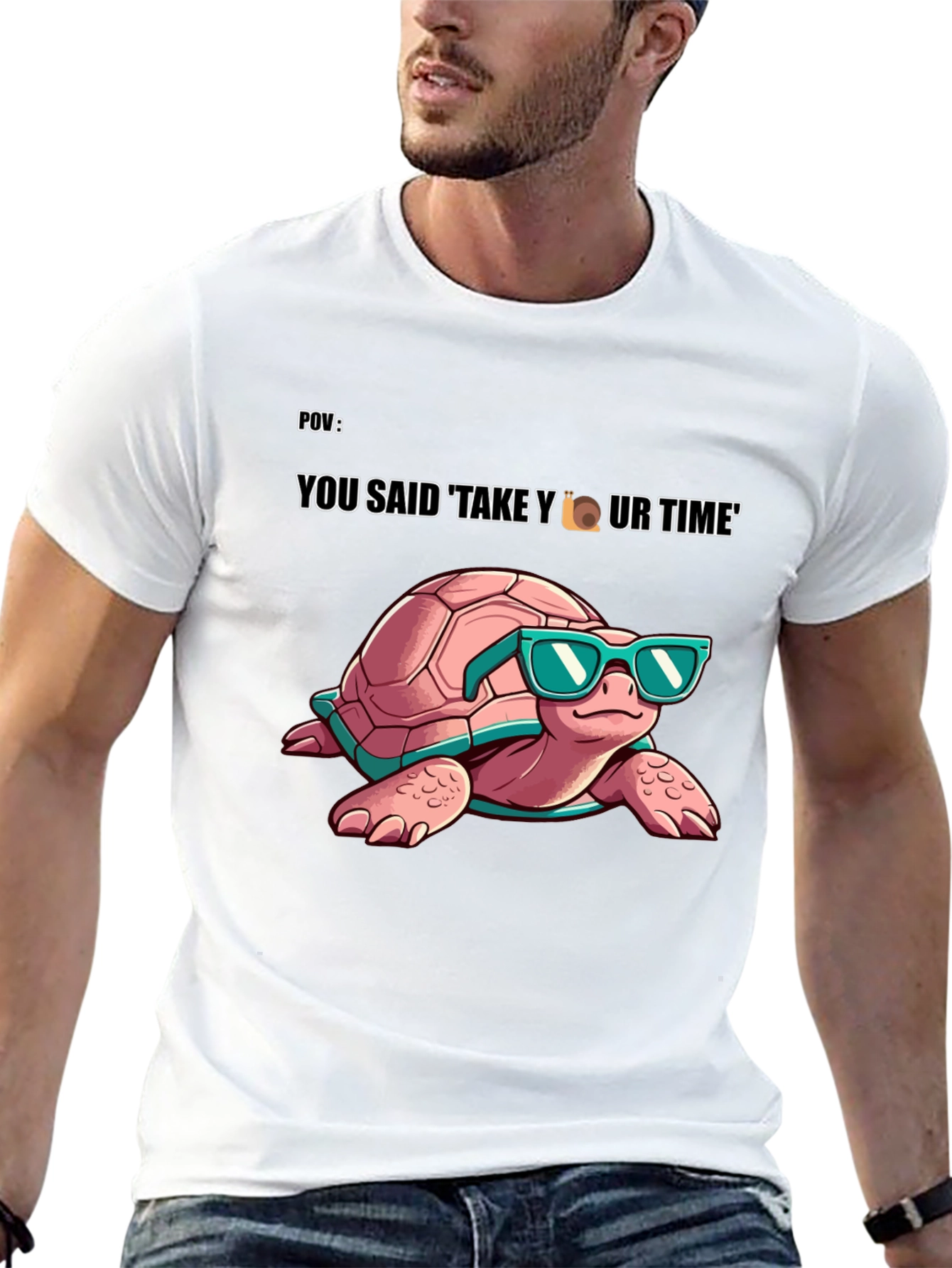 Cool Turtle Graphic Tee - Take Your Time