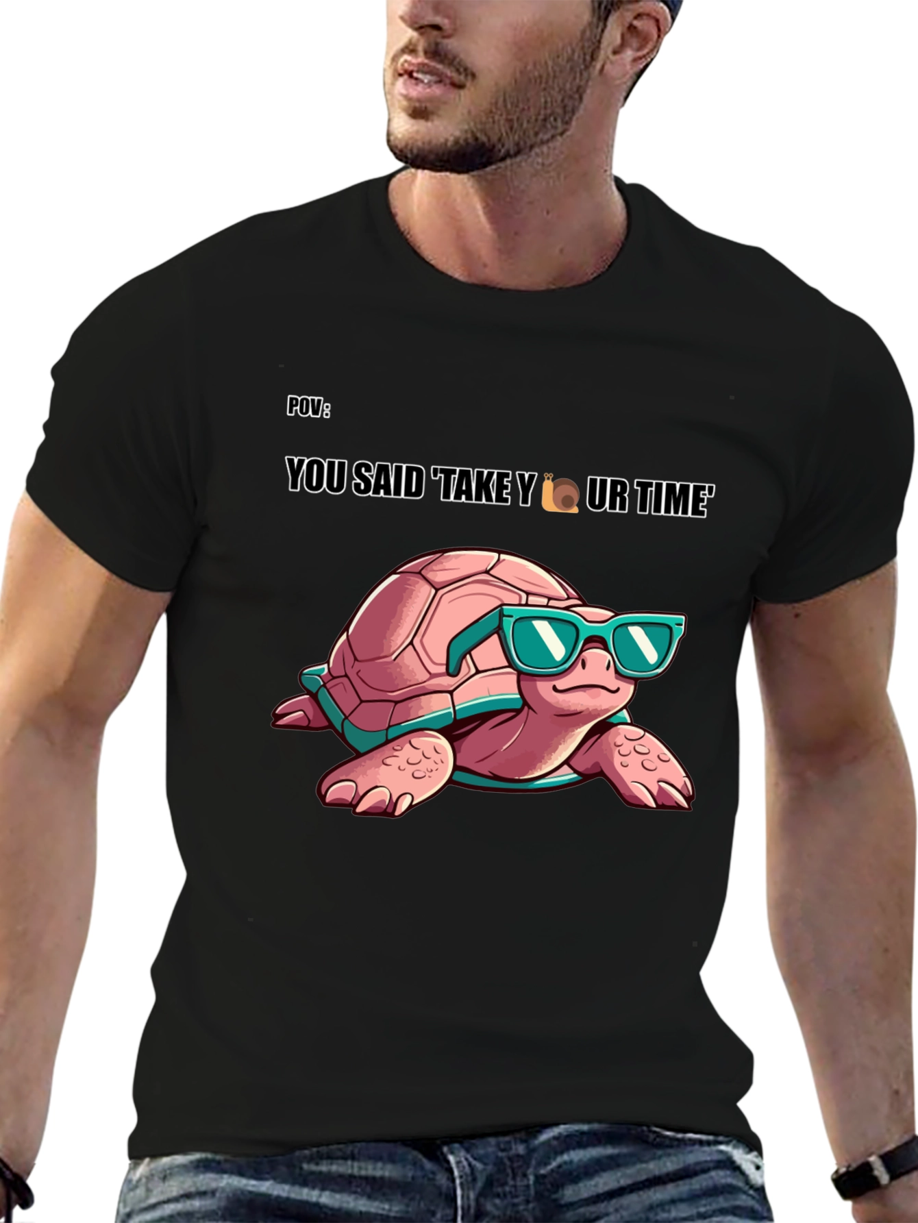 Cool Turtle Graphic Tee - Take Your Time