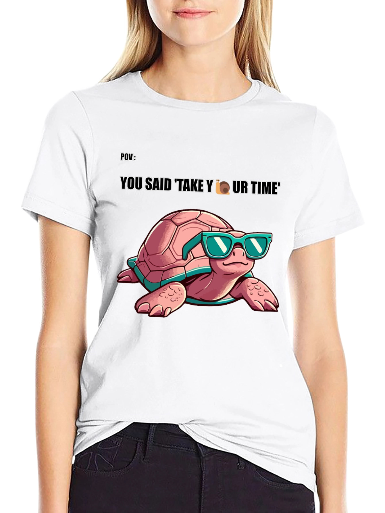 Cool Turtle Graphic Tee - Take Your Time